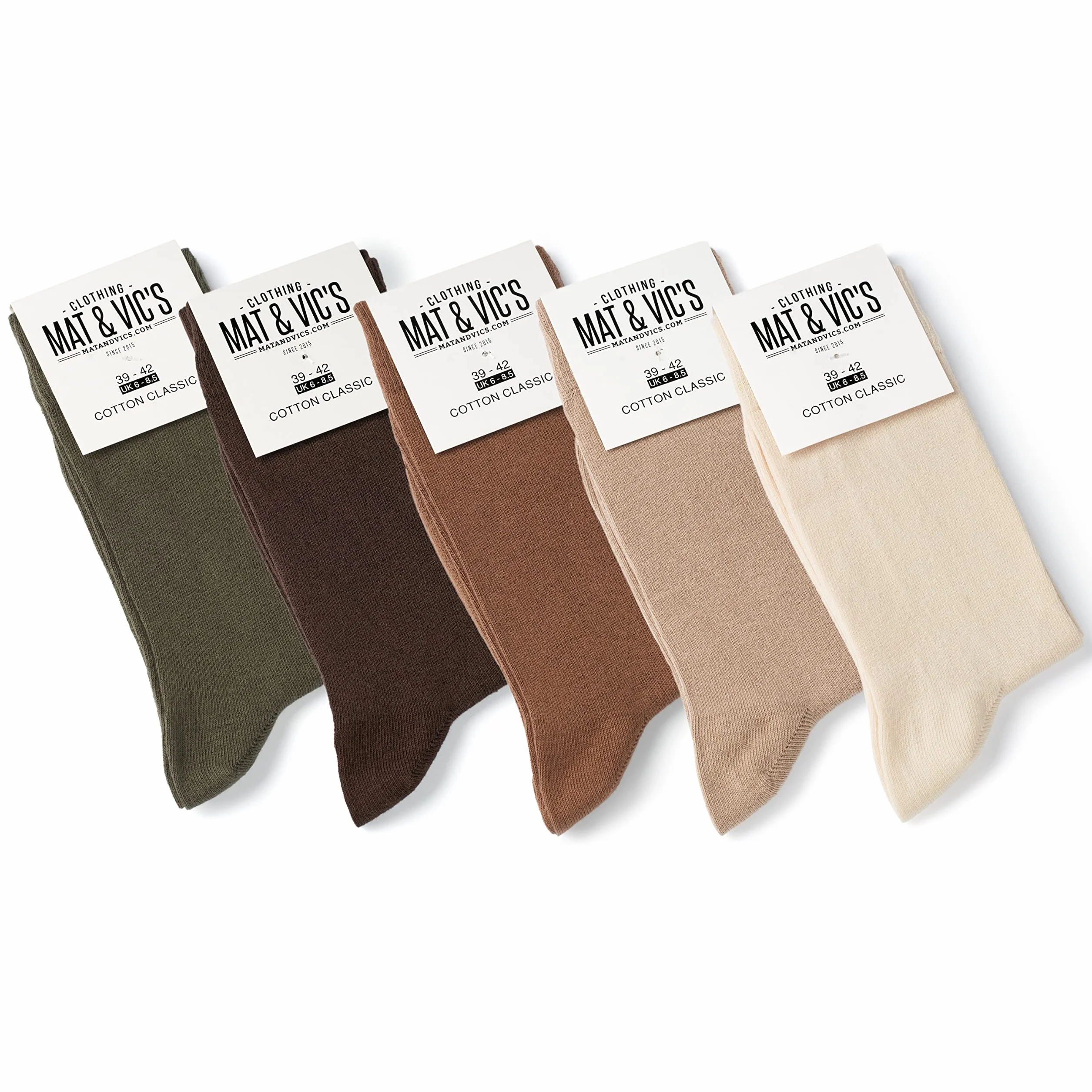 Mat & Vic’s Calcetines Hombre Algodon 100% Sin Costuras – para Hombres y Mujeres – Calcetines Hombre Vestir – Cómodos, Finos y Transpirables – Negro o Multicolora – 5 o 10 Pares
