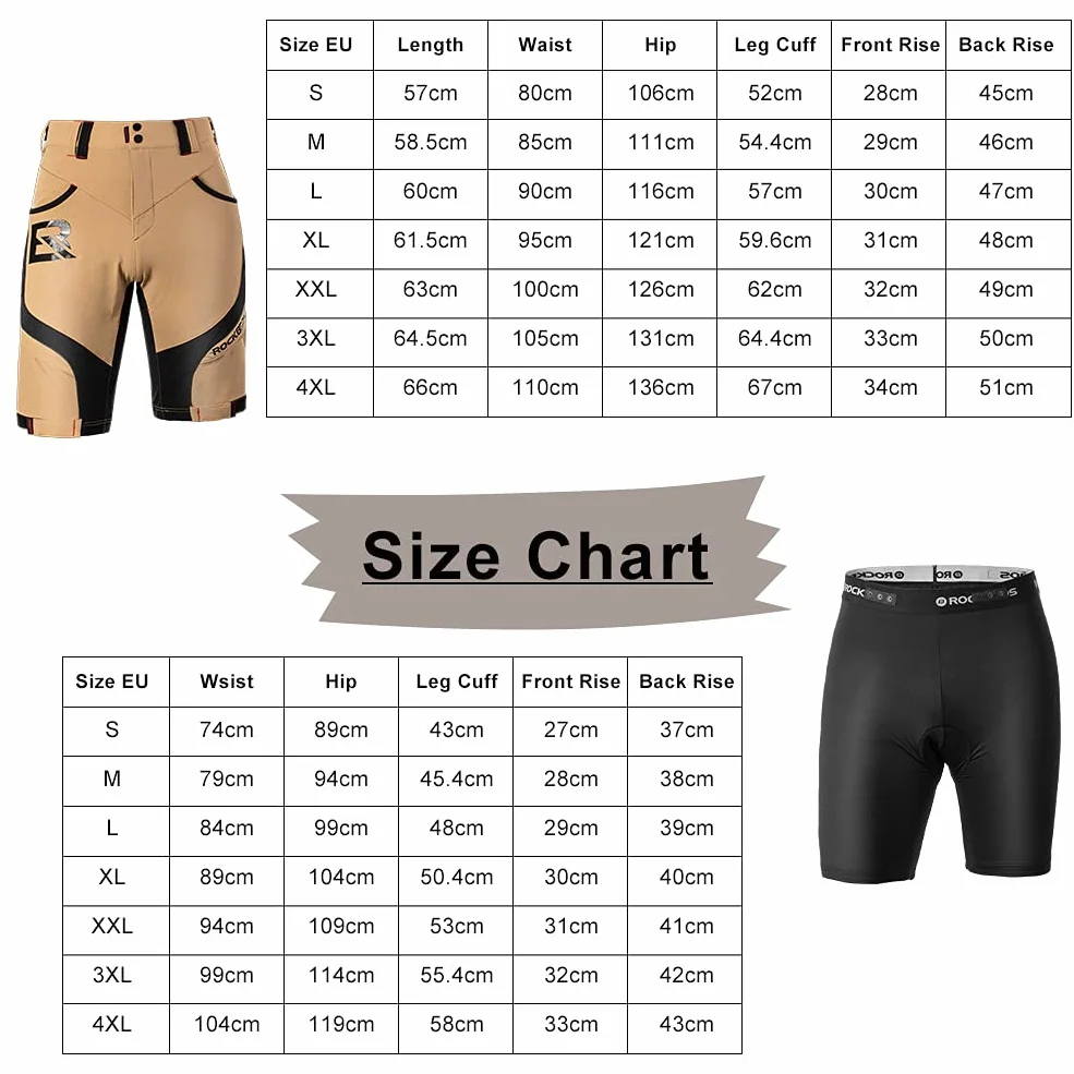 ROCKBROS Pantalones Cortos de Ciclismo 4D Acolchado con Ropa Interior de MTB Bicicleta Montaña Deporte para Hombres