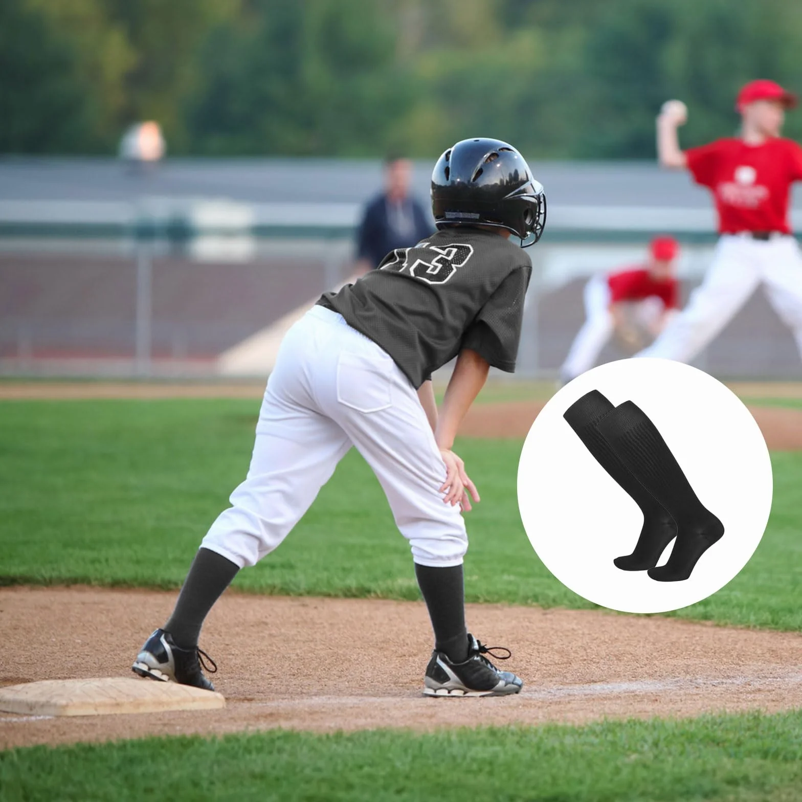 EUPSIIU 2 Pares Medias de Fútbol Largos para Niños Calcetines Deportivos de Niños Largo Tubo de Calcetines, Calcetines de Fútbol, Baloncesto, Rugby, Correr, Niños Niñas 5-13 Años (Negro)