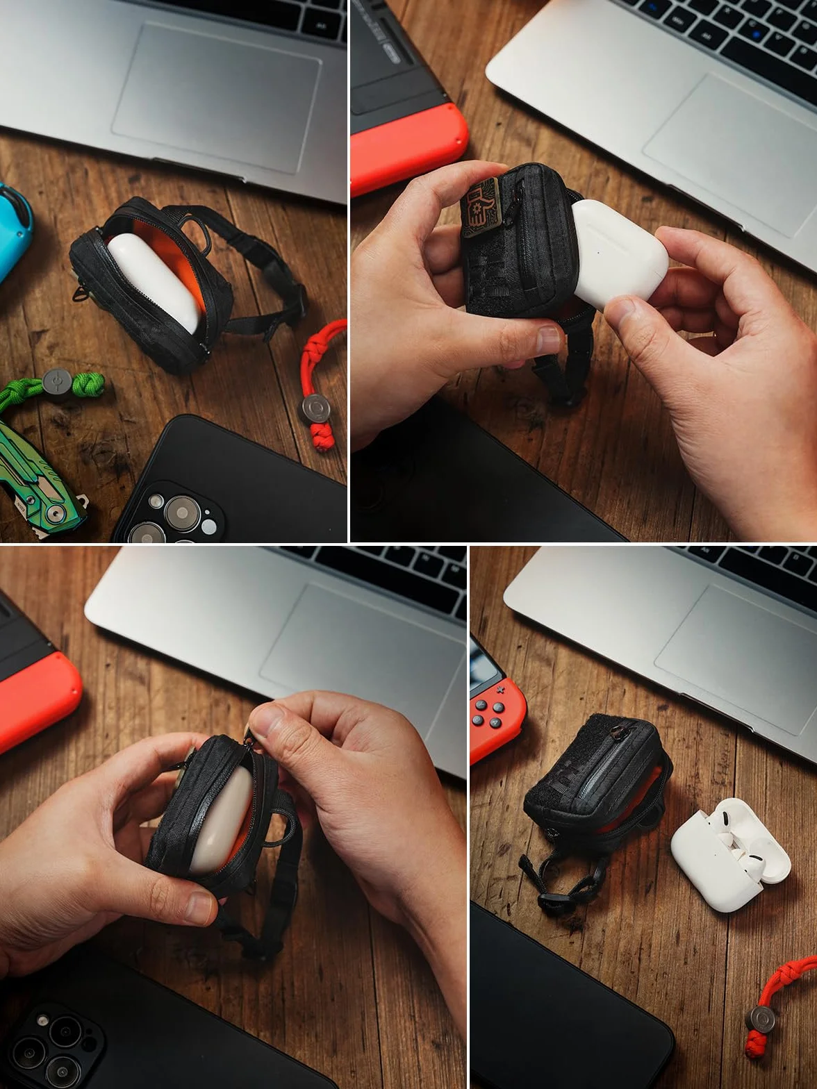 TACTICAL_GEEK Storage A18 EDC Utility Pouch - Bolsa compacta para auriculares inalámbricos con cierre rápido, mini monedero, para uso diario, viajes al aire libre, Negro , mini, Monedero