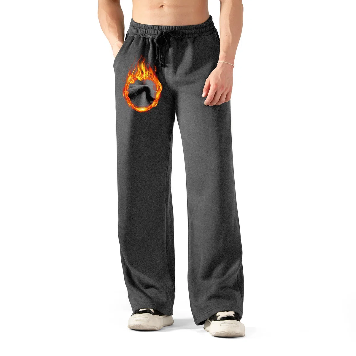 ineepor Pantalon Chandal Hombre Invierno Baggy Pierna Forro Polar Cálido