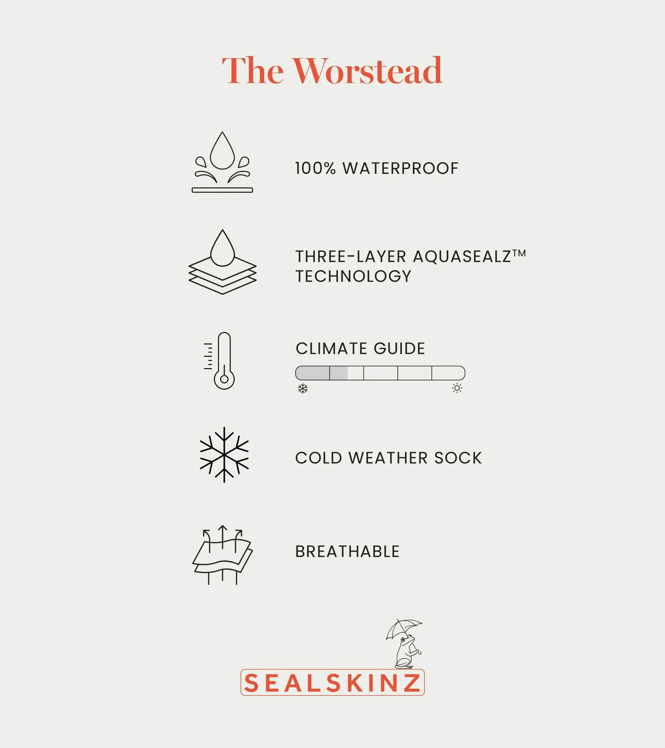SEALSKINZ Waterproof Cold Weather Knee Length Sock Worstead - Calcetines impermeables hasta la rodilla para clima frío Unisex adulto (Pack de 1)