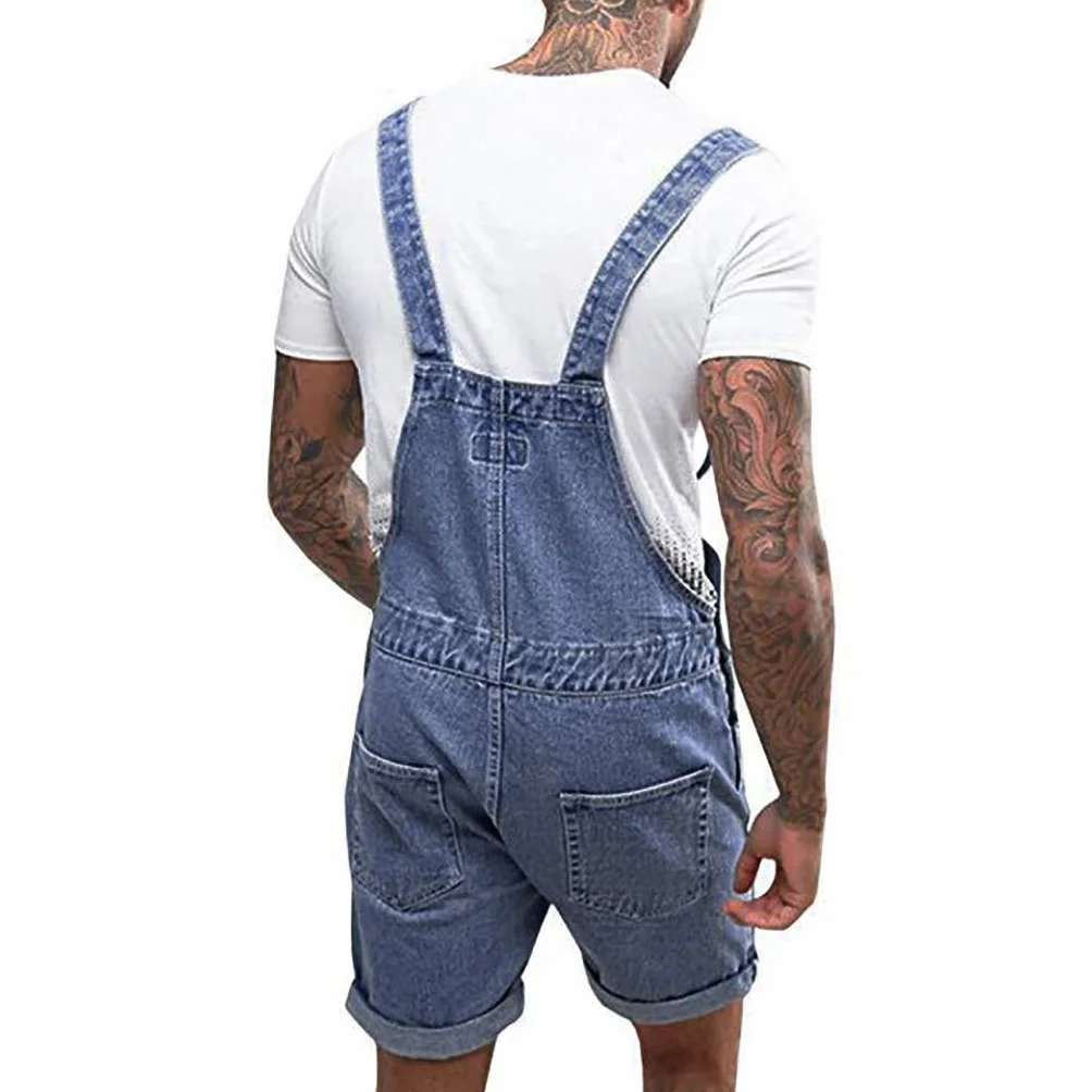 Peto de trabajo para hombre, pantalones vaqueros cortos, transpirable, mono cargo