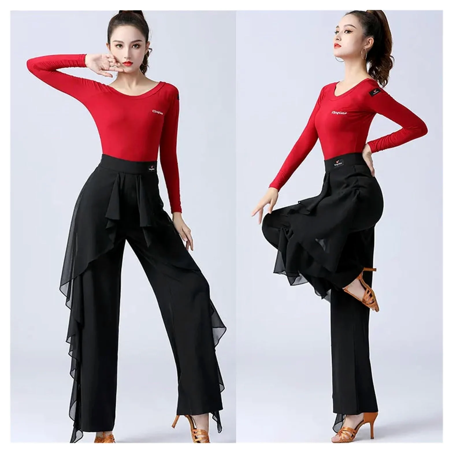 Pantalones de Baile Latino poliéster | Danza latina multicolor S-3XL: práctica de actuación