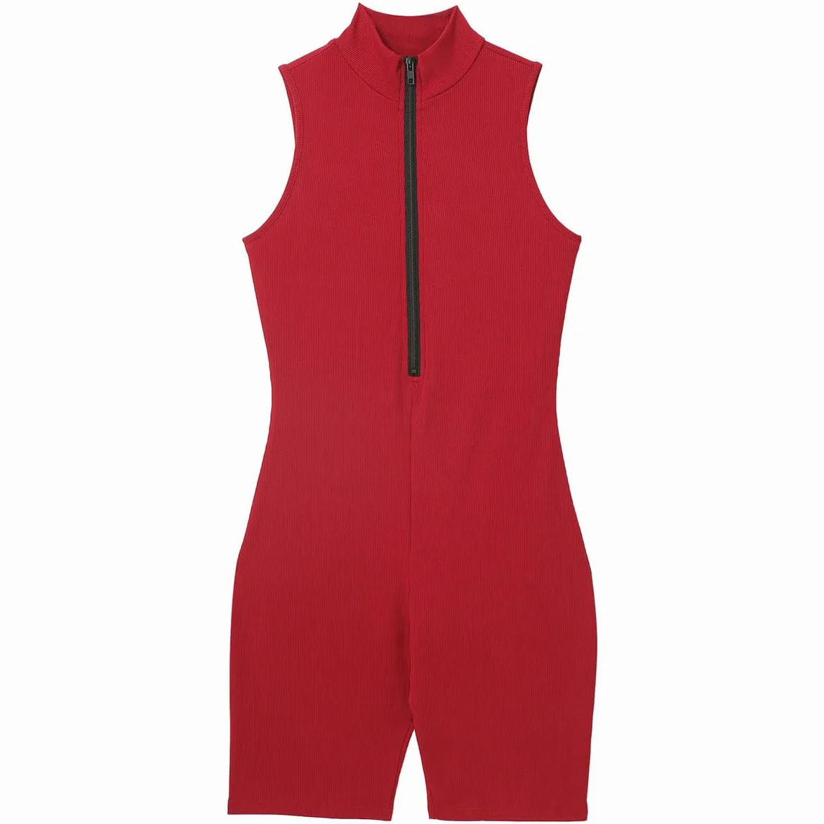 Body deportivo sin mangas para mujer, con media cremallera frontal, leotardo, gimnasio, yoga, entrenamiento, ciclismo, ropa deportiva