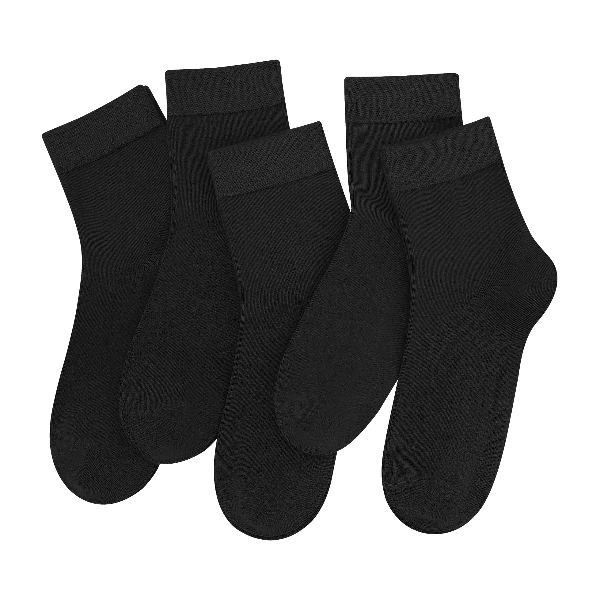 SERISIMPLE Calcetines casuales de mujer Calcetín fino de bambú Cuarto de tobillo Calcetín transpirable resistente a los olores 5 pares (negro, 35-38)