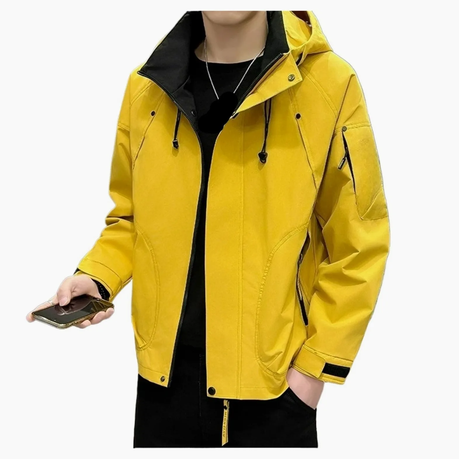 Chaqueta impermeable for hombre, informal, con capucha, for acampar, pescar al aire libre, resistente viento, for montañismo y asalto Para Hombre