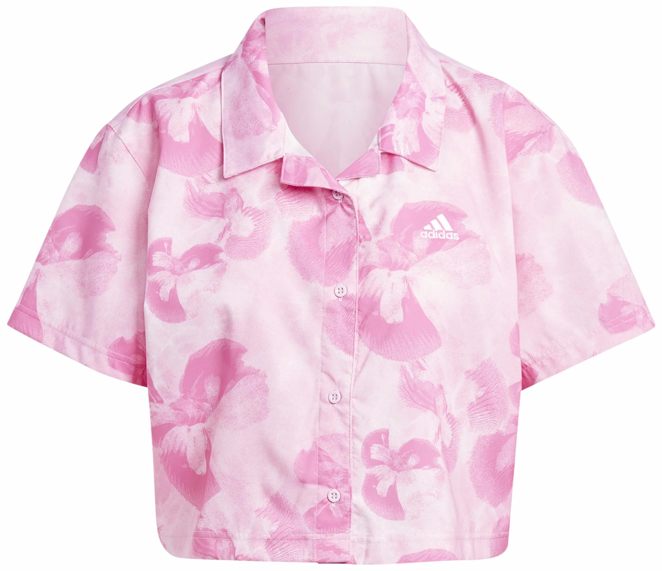 adidas Floral Graphic Crop Woven Polo Shirt Camisa Mujer