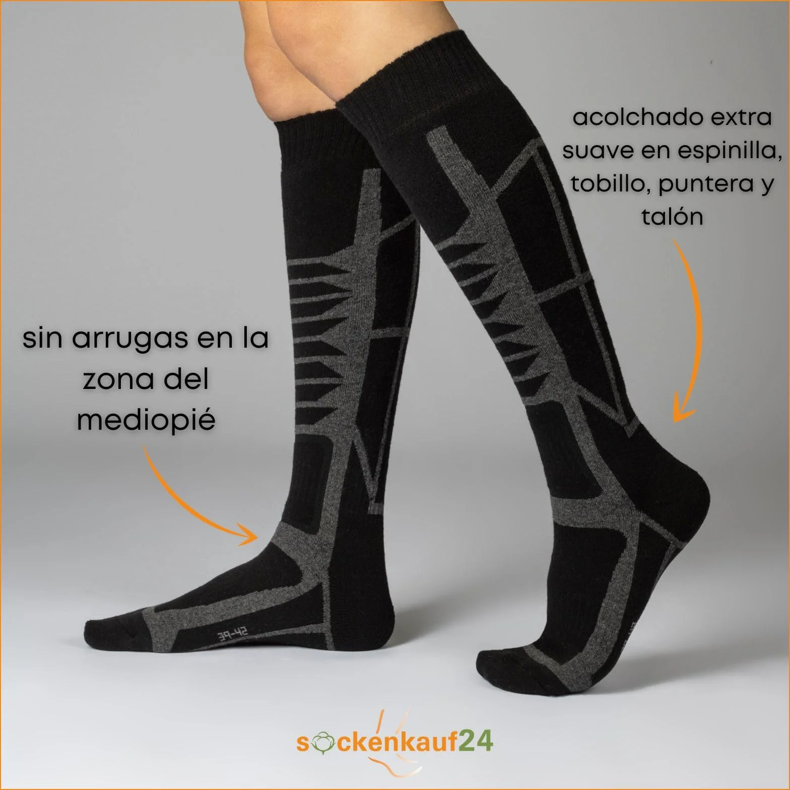 sockenkauf24 2 Pares Calcetines Esqui Hombre y Mujer Calcetines Altos Termicos