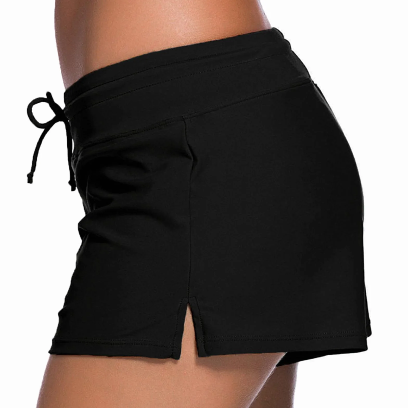 Genérico High Mujeres Beach Bikini Pantalones Cortos Cintura Fruncidos Inferior Baño Shorts Swimwears Tankinis Set