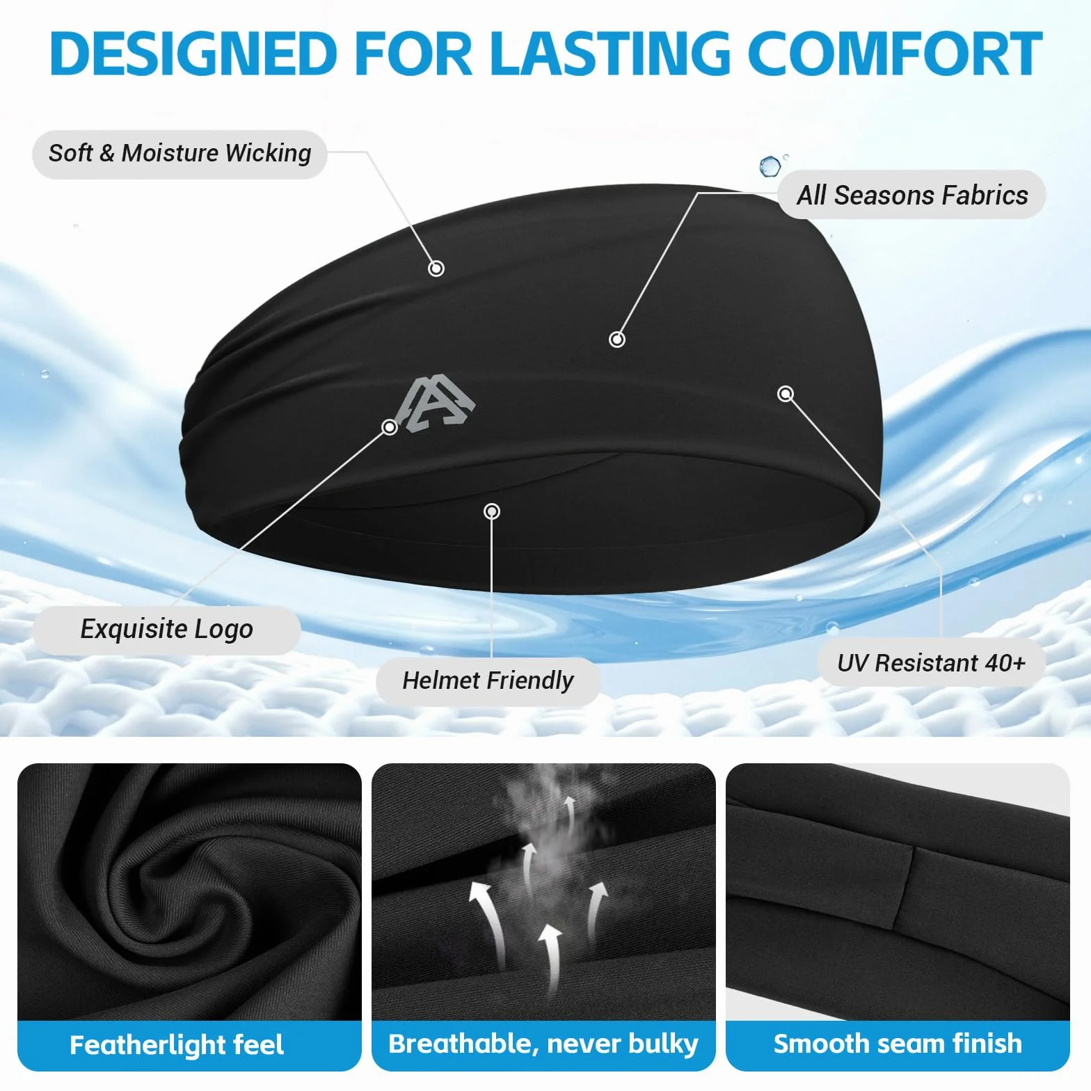 Diadema Deportiva para Hombre y Mujer, Elástica y Transpirable, Resistente al Sudor, 2 Unidades