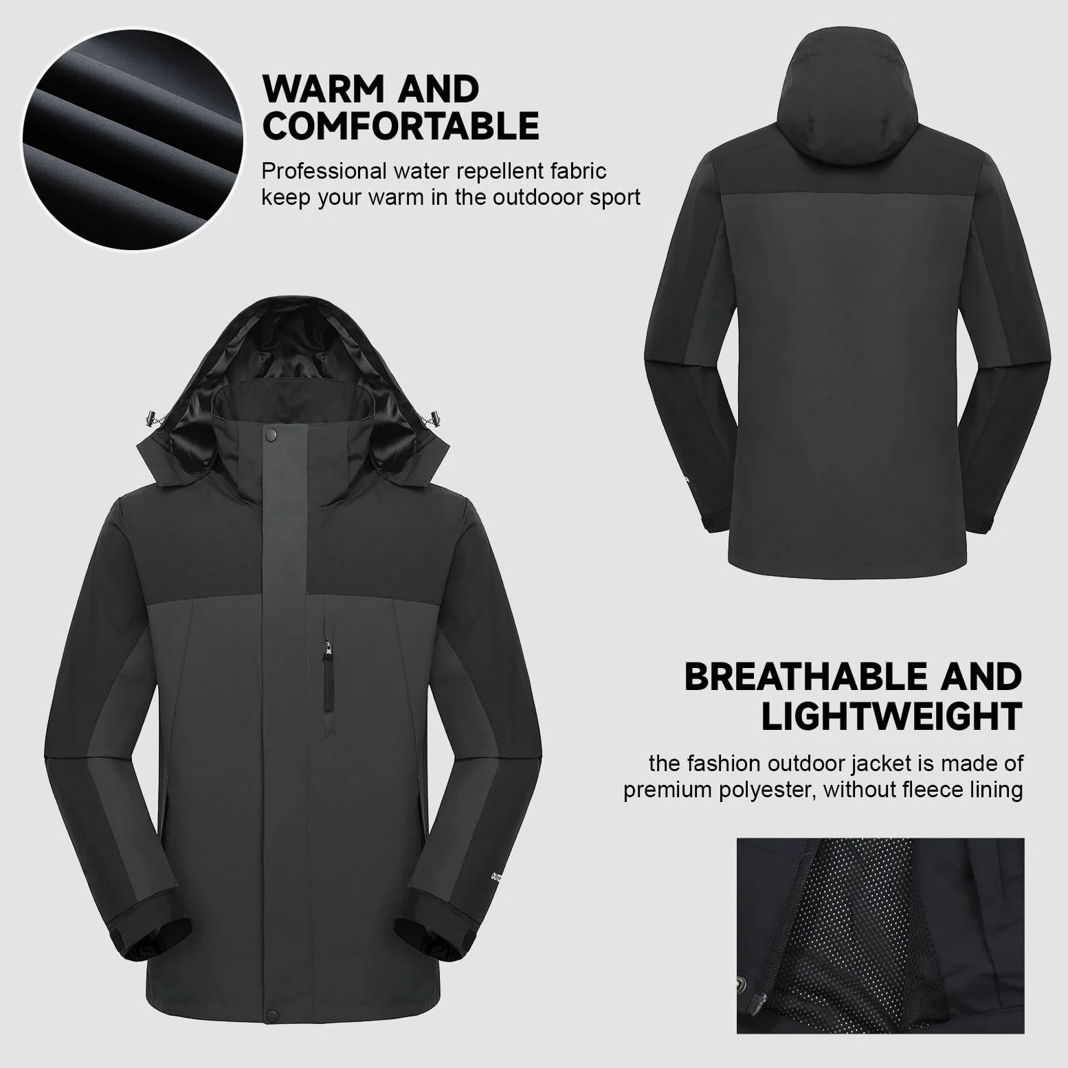 LHHMZ Chaqueta impermeable Hombre, Chaquetas Ligeras Transpirables, Chaqueta Casual de Uso Diario, Chaqueta de trabajo con capucha
