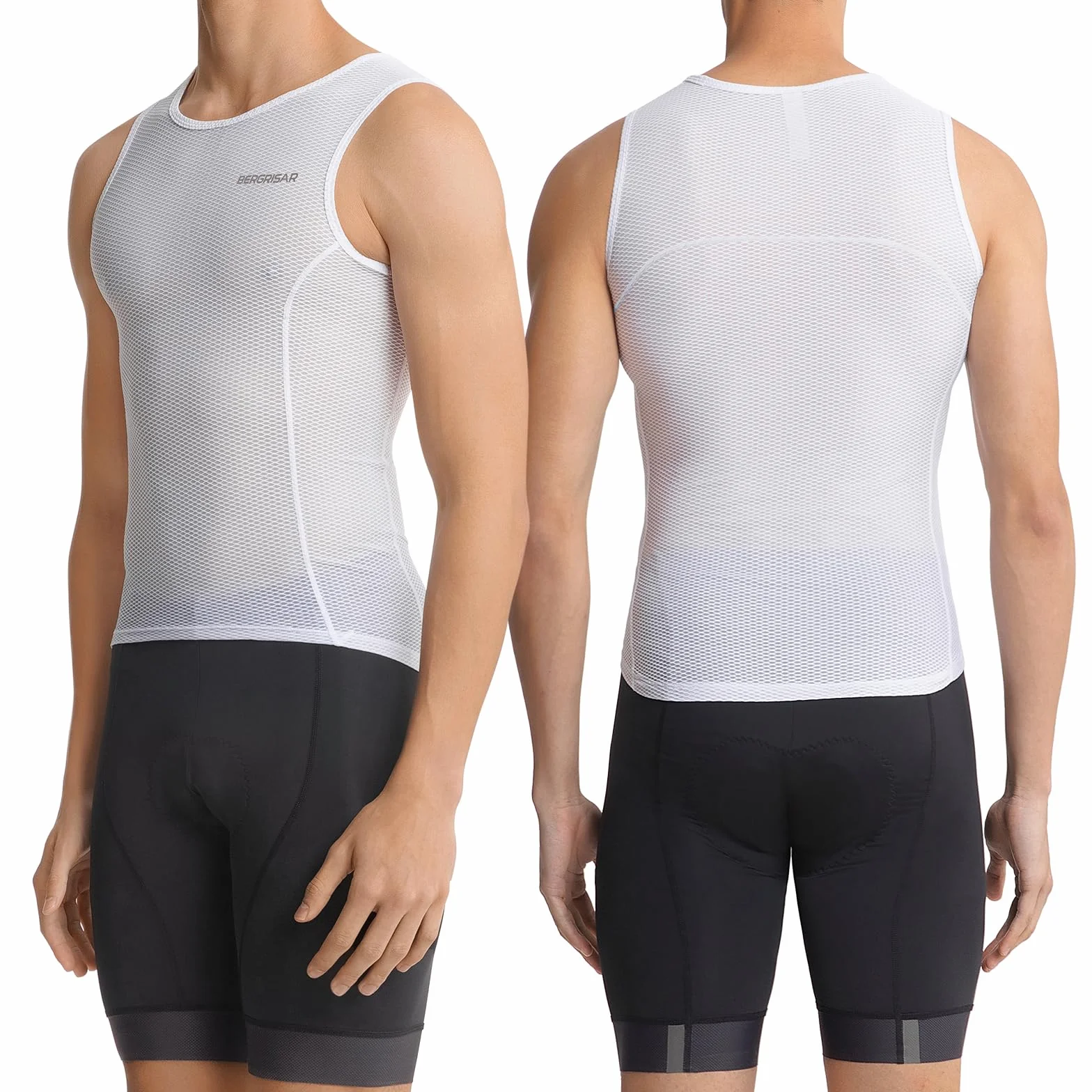BERGRISAR Camiseta Interior de Ciclismo Sin Mangas Hombre Malla Transpirable MTB Running Gimnasio