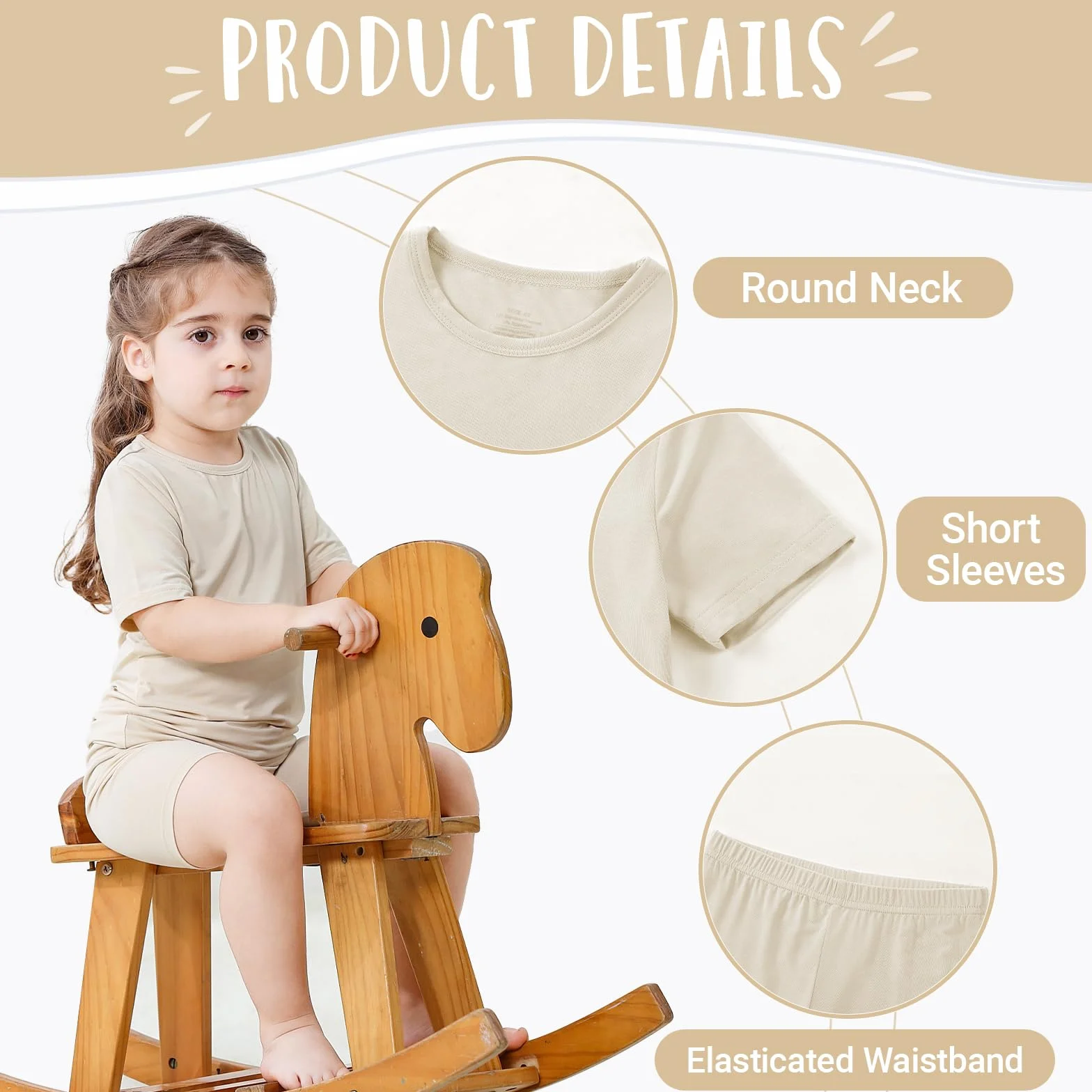 Pijama Niña Verano Bambú Conjunto Niño Transpirable Camiseta y Pantalón Corto Ropa 2-8 Años