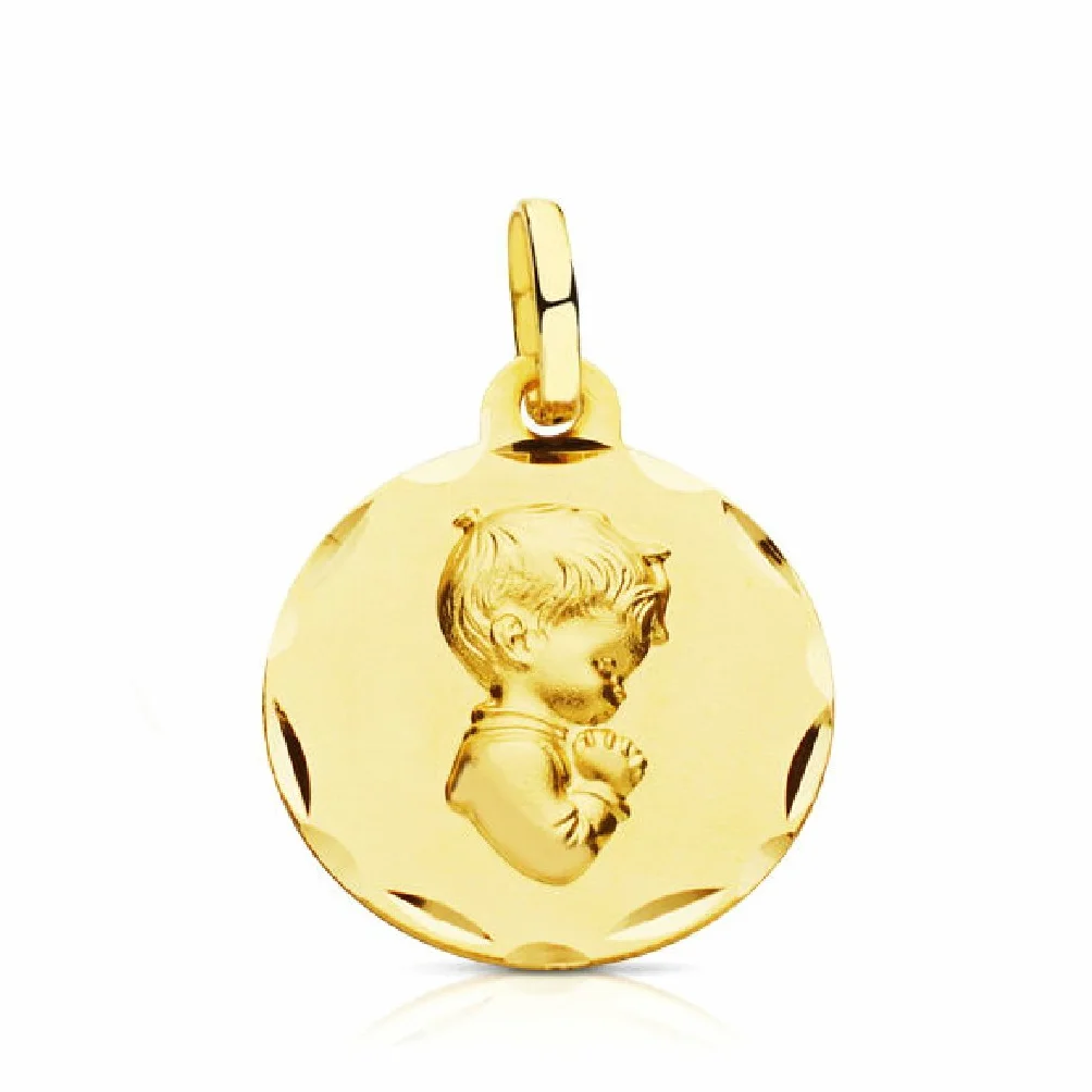 Medalla Niño Jesús Oro Amarillo 18 ktes Maciza 16 mm