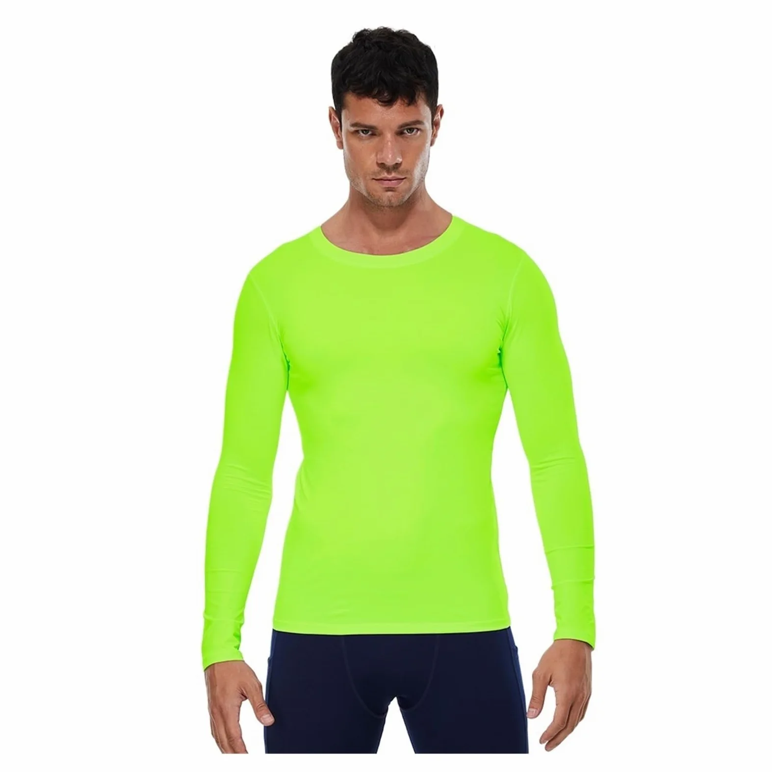 Camisa Funcional Camiseta de compresión for correr for hombre, Camiseta deportiva de manga larga ajustada for entrenamiento, camisetas for trotar, ropa deportiva for gimnasio, ropa de secado rápido(LI