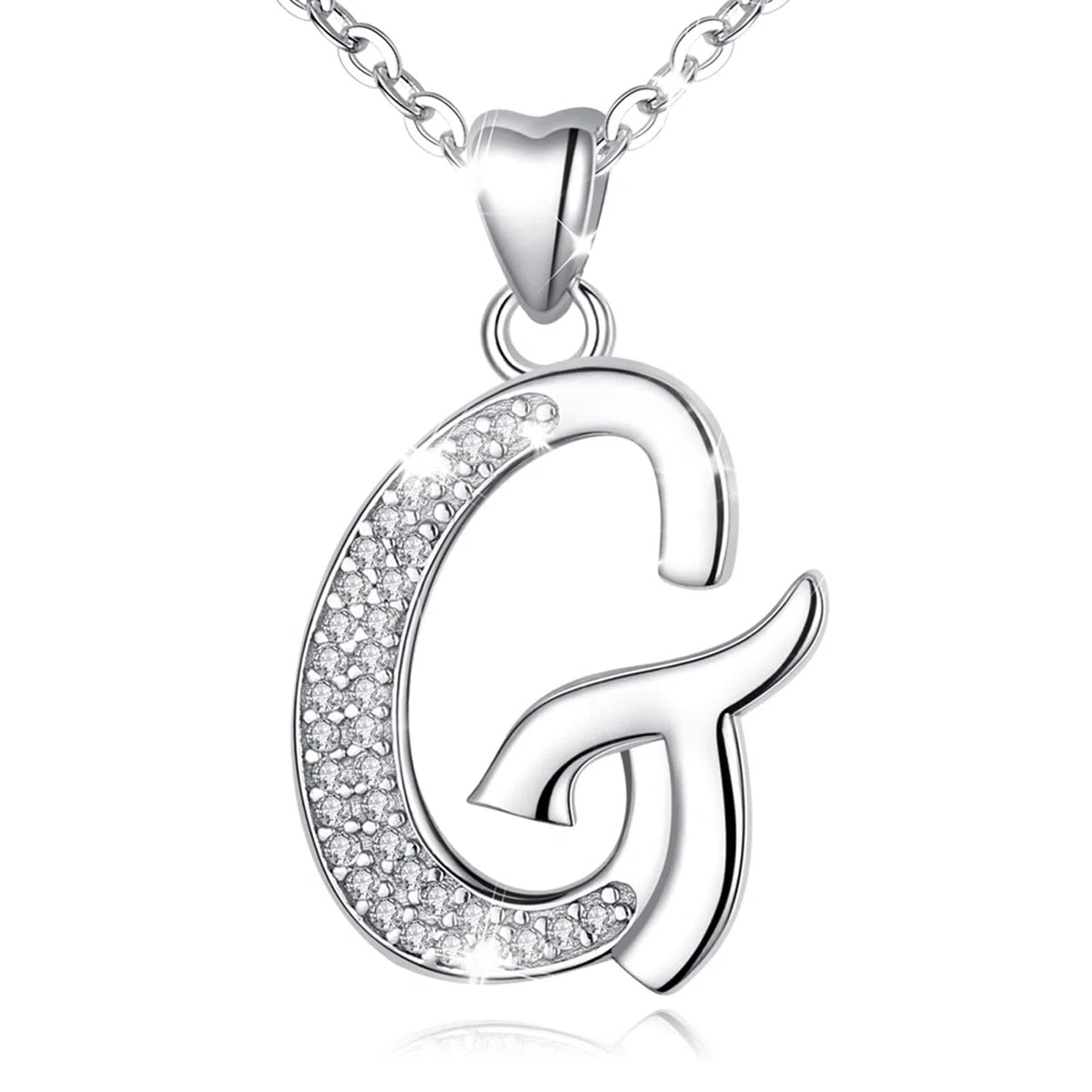 AEONSLOVE Collares Letras Plata de Ley 925 Colgantes Iniciales Mujer con Circonitas Brillantes Regalo Joya Nombre para Niñas Hija Amigas, Cadena de 45,7 CM