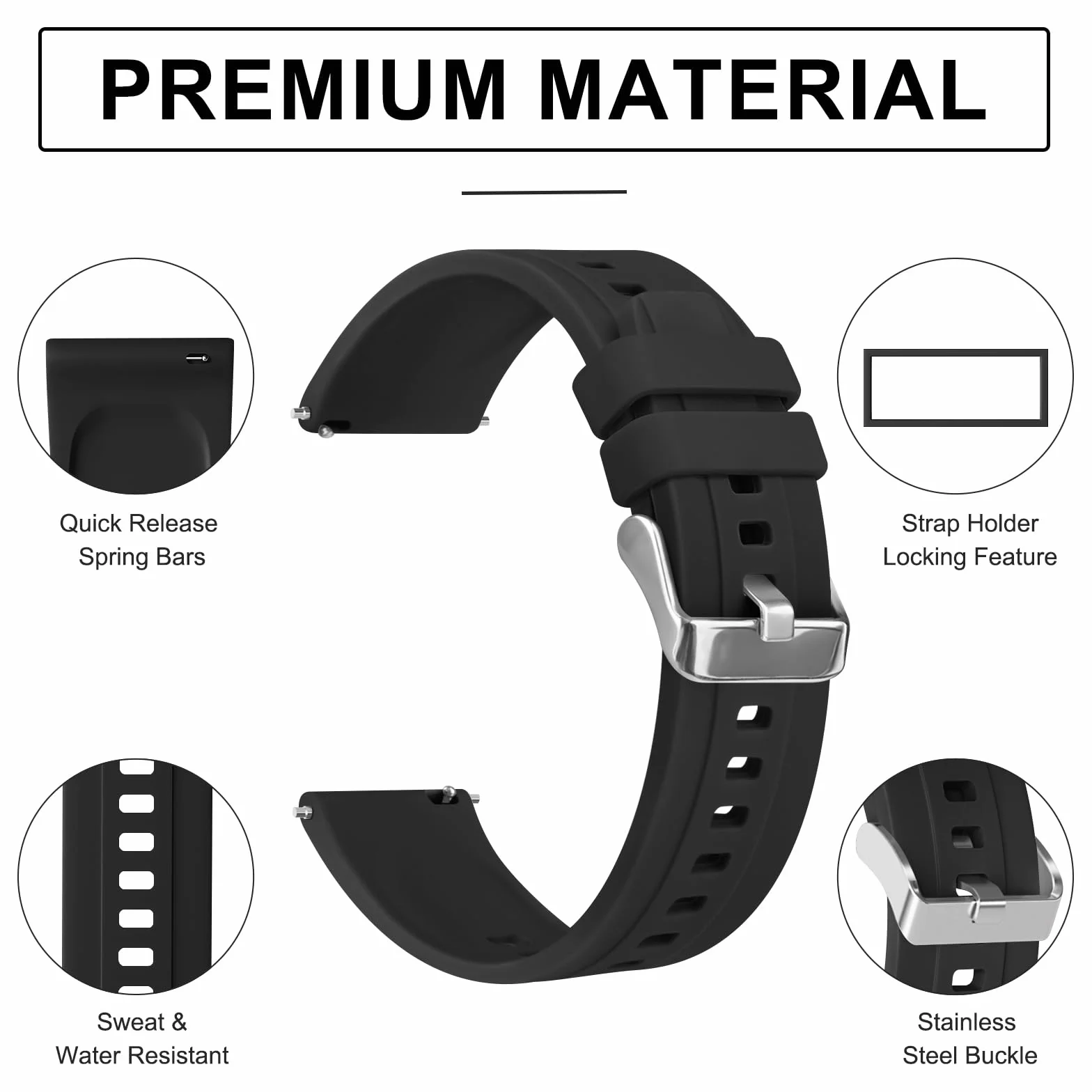 Vancle Correa de Reloj de Repuesto de Silicona, 22mm Correas de Reloj para Hombre y Mujer, con Pulseras de Repuesto de 22mm de Liberación Rápida