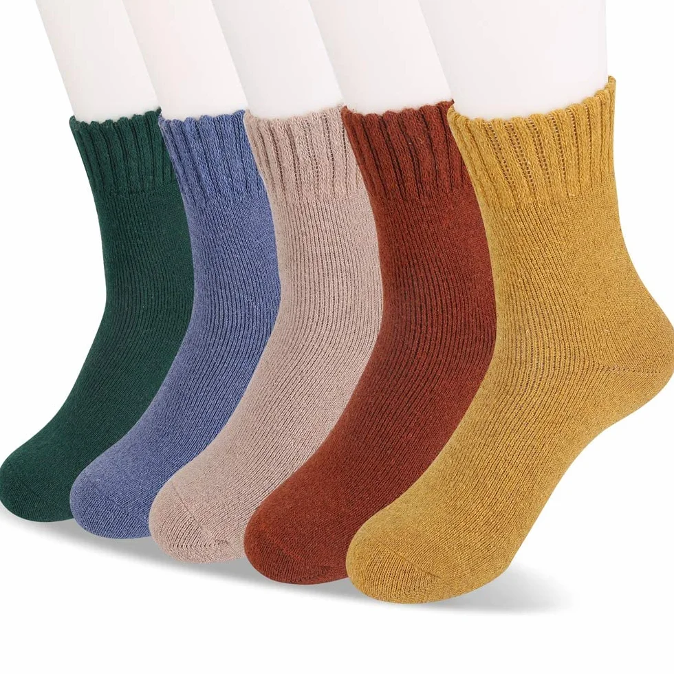 MOSOTECH Calcetines Termicos de Mujer, 5 Pares Calcetines Invierno Cálidos de Confort Casual, Talla única 35-42