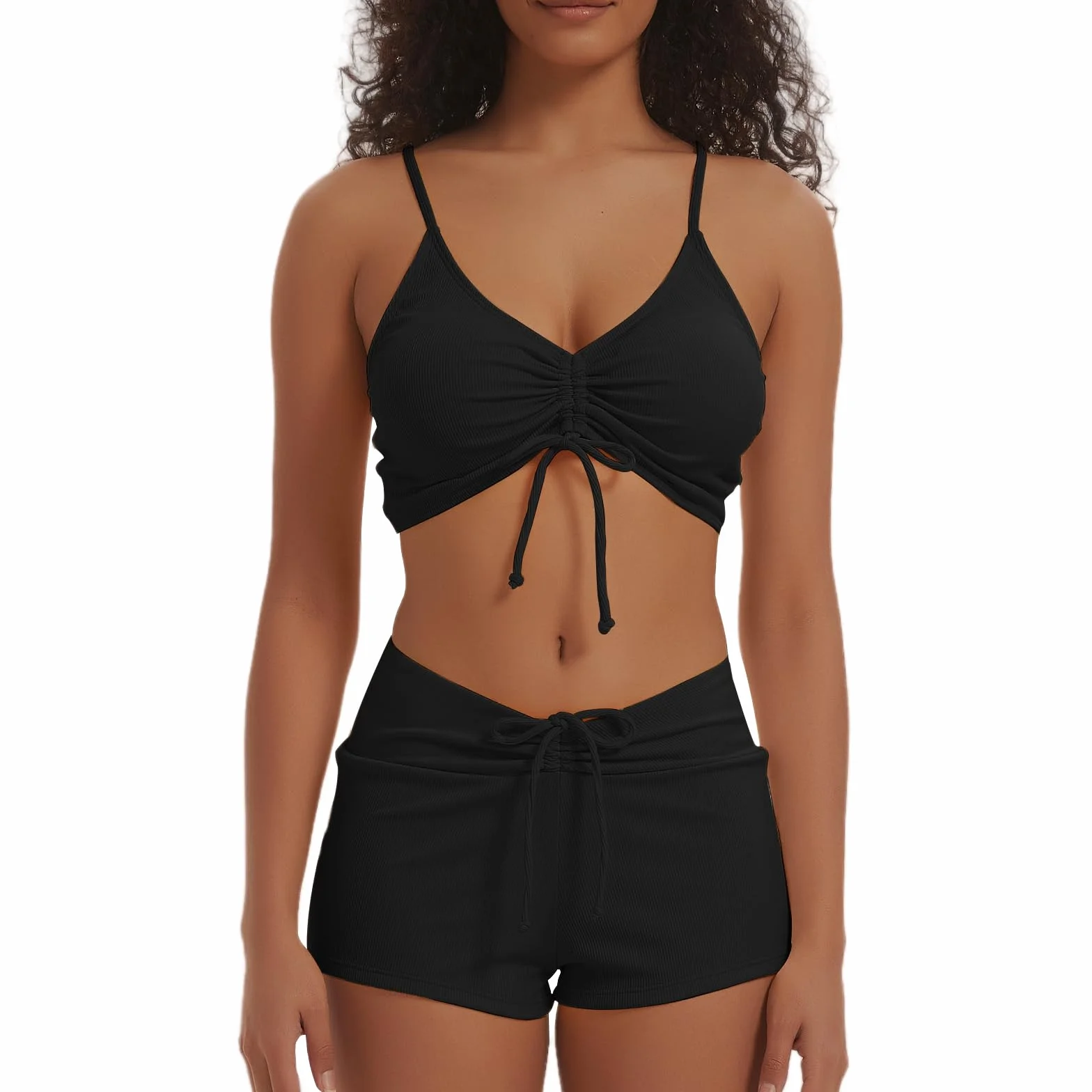 Meioro Conjuntos de Bikinis para Mujer Bikini Sets Corto con Lazo Ropa de Playa de Dos Piezas Trajes de Baño Atléticos
