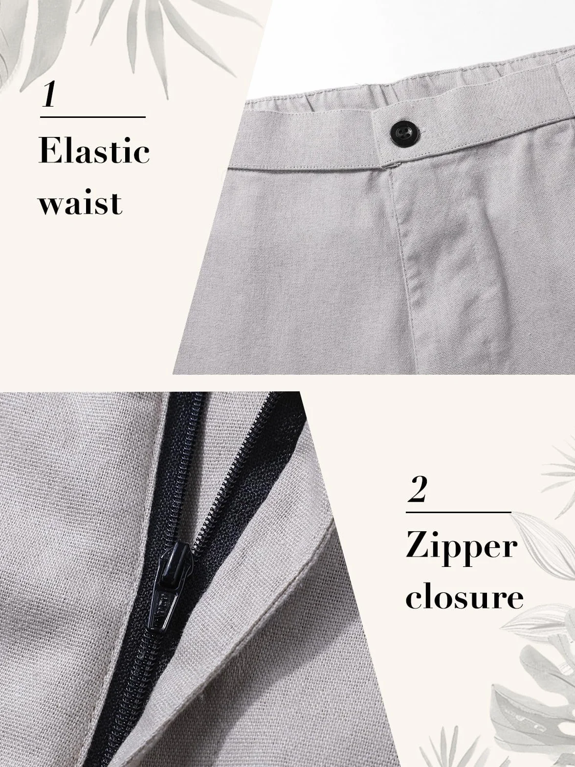 Suwangi Hombre Pantalones de Casuales Pantalones Largos Verano Ligeros Pantalon Lino Mezclar Cintura Elástica con Bolsillos