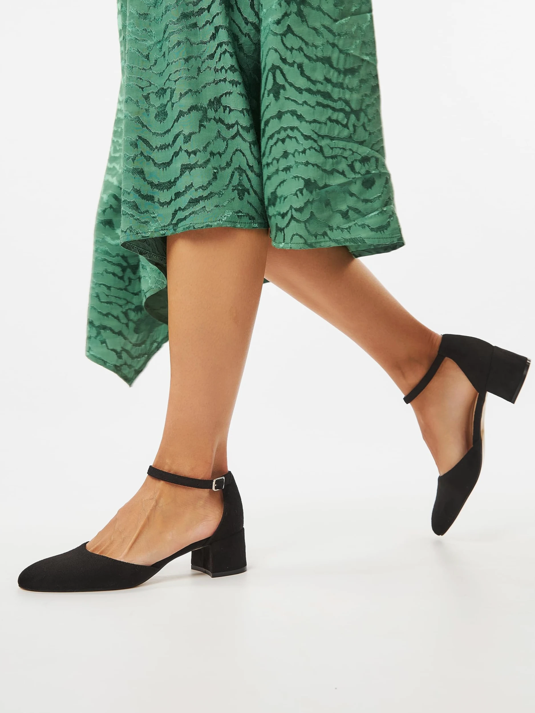 Tacones, Zapatos de Tacón Mujer, 4 cm Tacón Bloque, Negro/Beige, Piel sintética/Microfibra, 12692