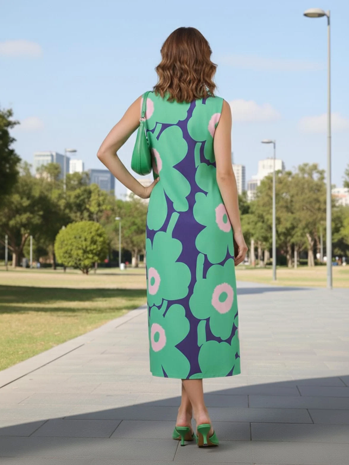 GRECIILOOKS Vestido de mujer para mujer, vestido de una pieza occidental sin mangas largo para mujer, vestidos de verano estampados casuales para playa y elegantes trajes de fiesta
