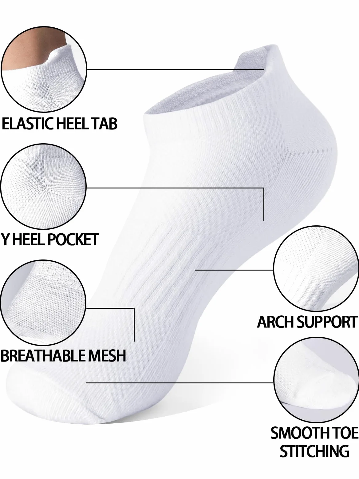 10 pares de calcetines para niños y niñas, calcetines atléticos de corte bajo, medio acolchado, de algodón, invisibles