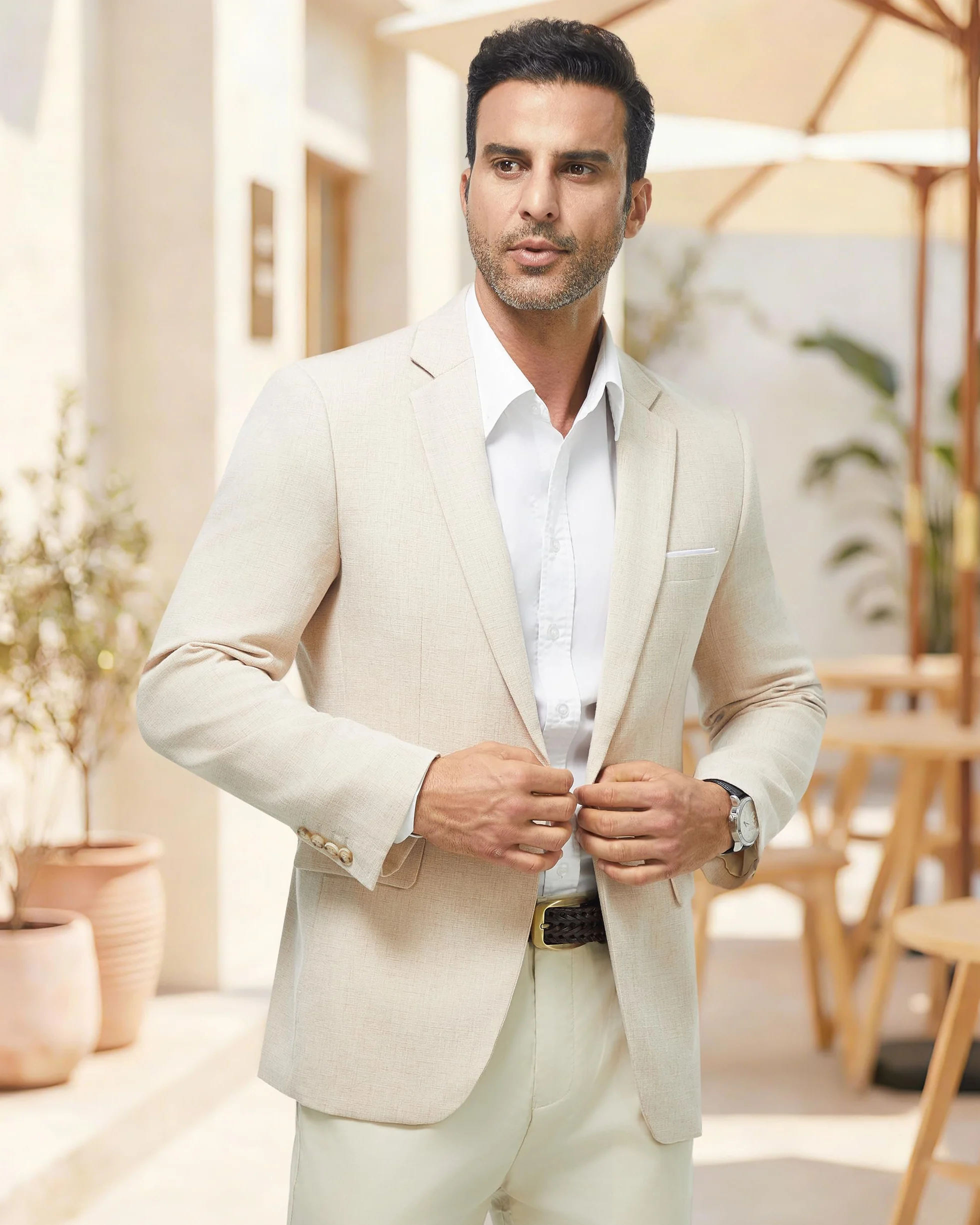 Blazer Hombre Elegante 1 Botón Regular Fit Chaqueta Traje Americana Negocio Oficina Boda Primavera Verano