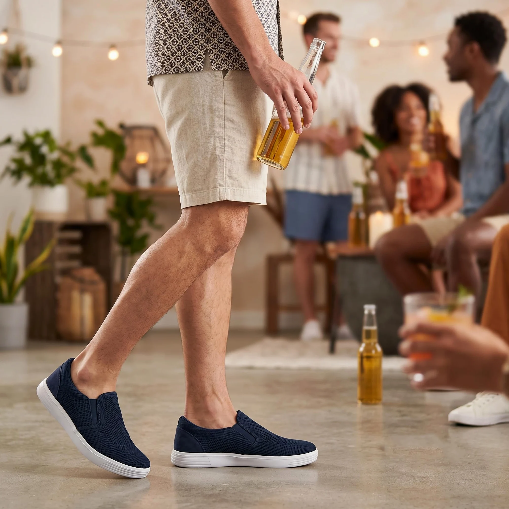 Puxowe Zapatillas de Deporte para Hombre Deslizamiento en Zapatillas de Ocio Ligeras Atmungsaktiv Netz Manos Libres Zapatillas Planas
