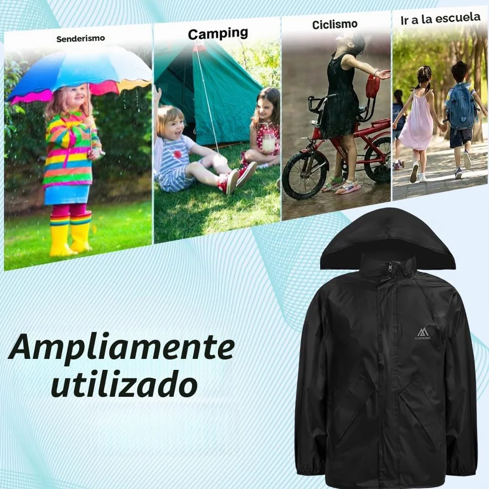 flintronic Chaqueta Para Niños Impermeable con Capucha Cortavientos Chaqueta Outdoor Running