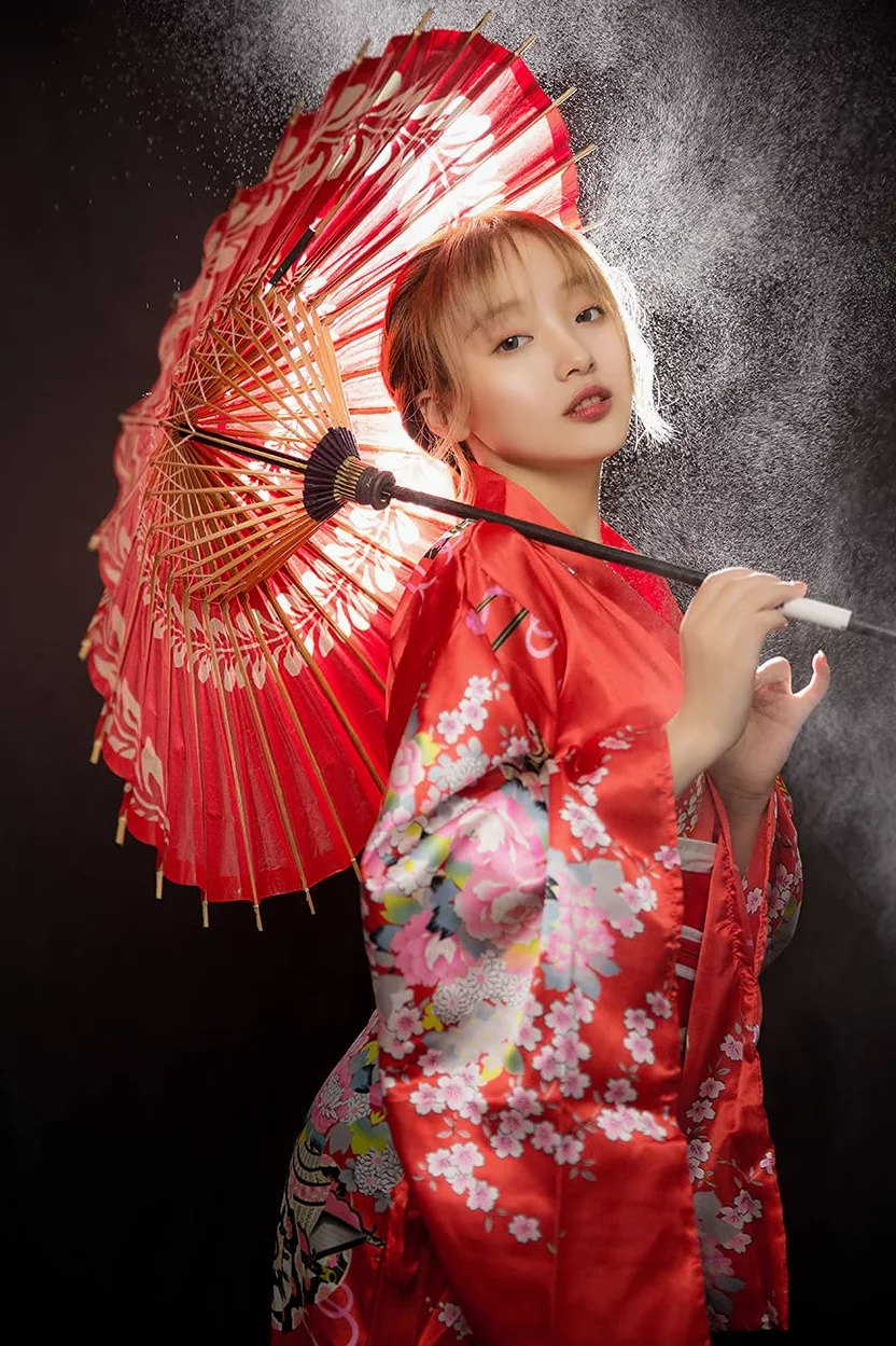 Bata tipo kimono tradicional japonés para mujer, vestido kimono para Halloween, disfraz de cosplay de Geisha Yukata