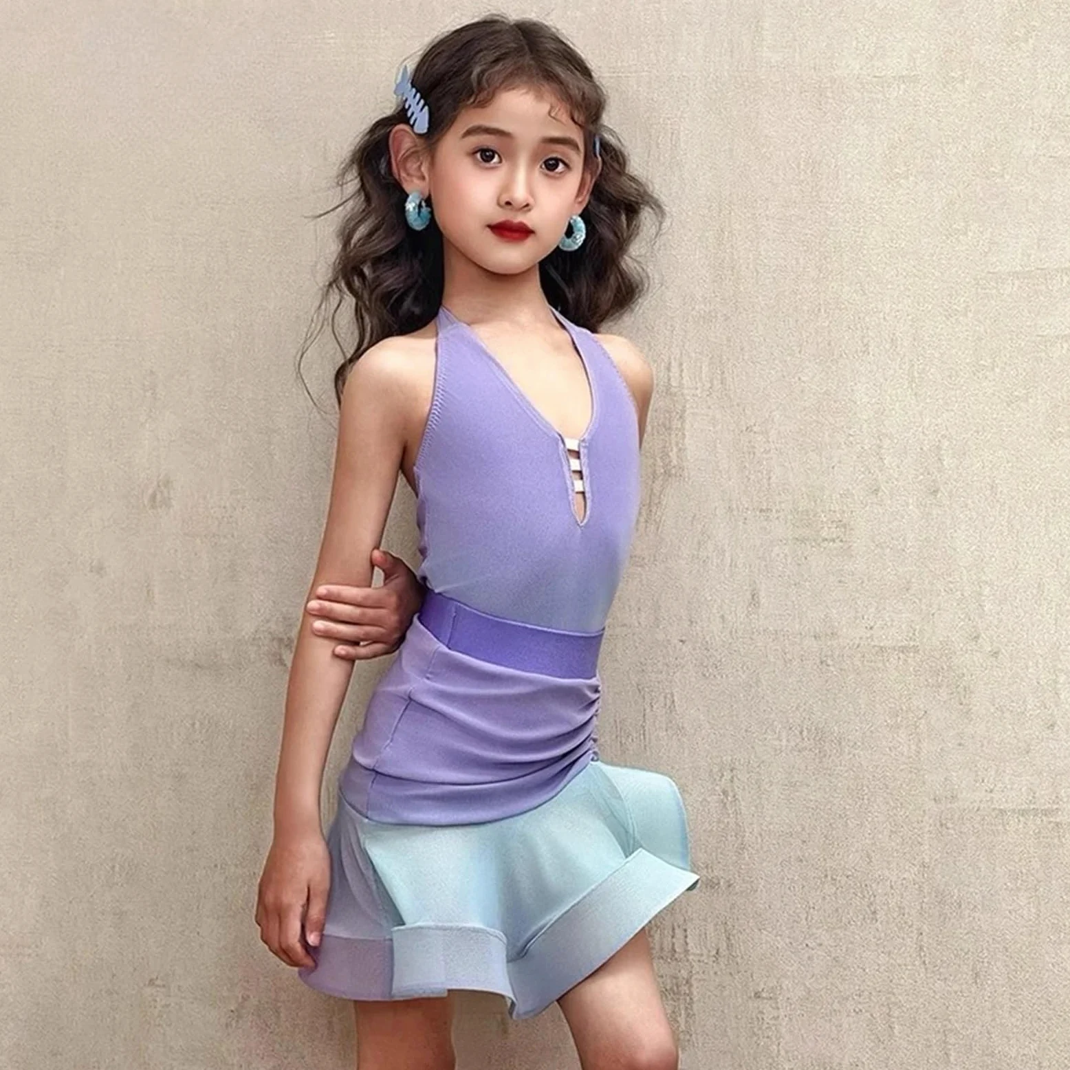 Reglamento de competición rendimiento traje entrenamiento baile latino for niñas Vestido Ropa adecuada para patinaje latino y artístico