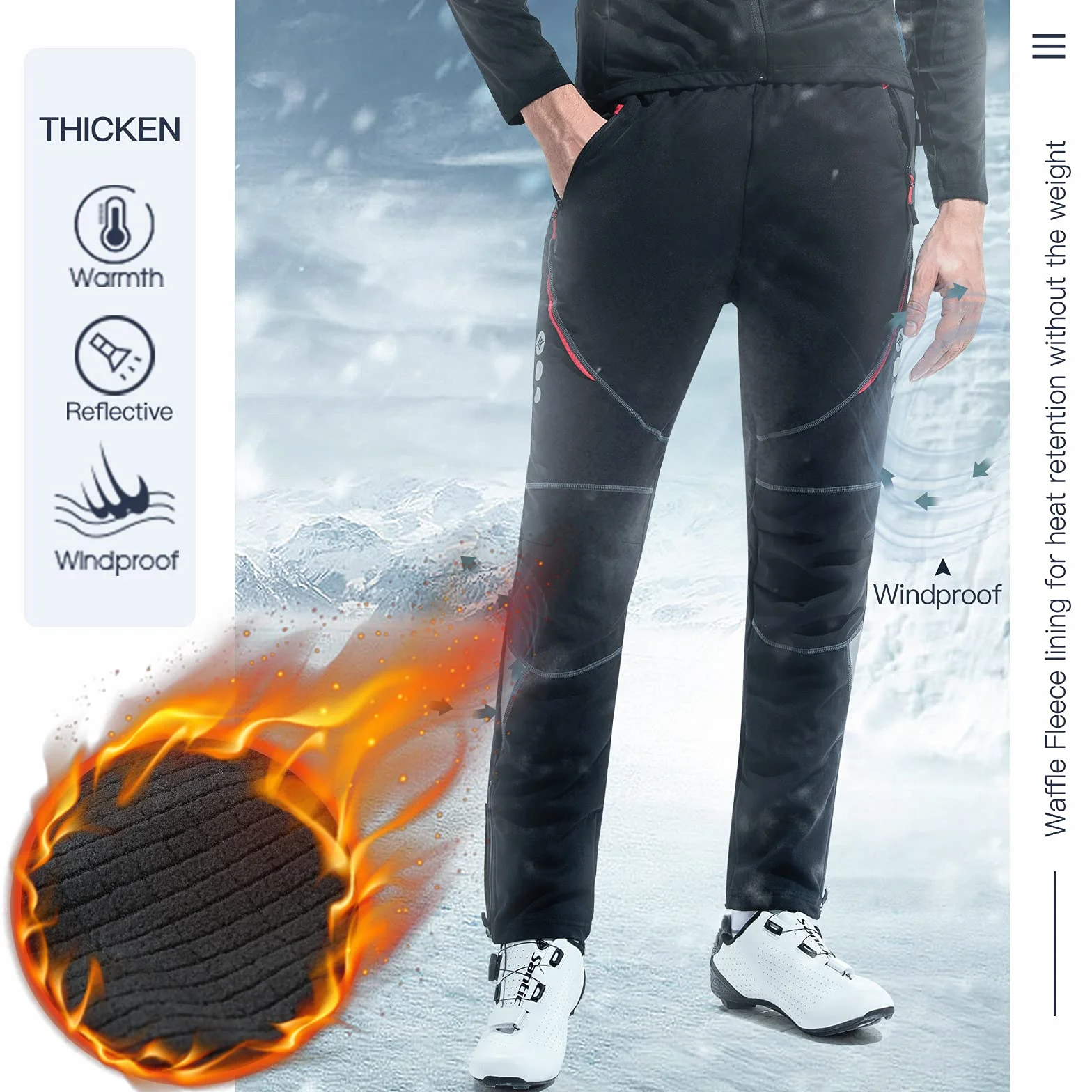 Santic Pantalon Bicicleta Hombre Largo Ciclismo MTB Invierno Térmicos