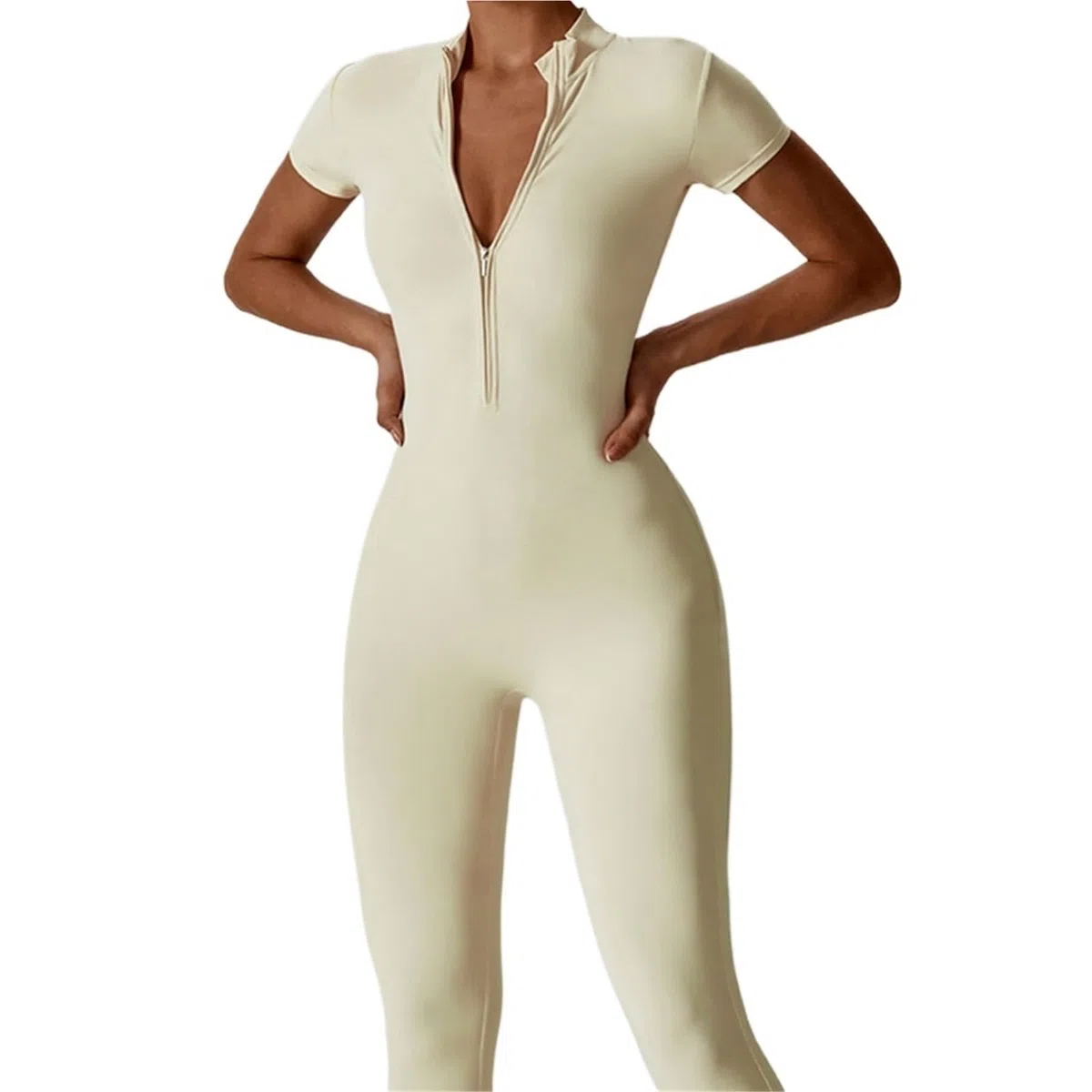 Conjunto de Yoga, monos for mujer, traje con cremallera manga corta for gimnasio, ropa entrenamiento aumento, Bodi deportivo, chándal