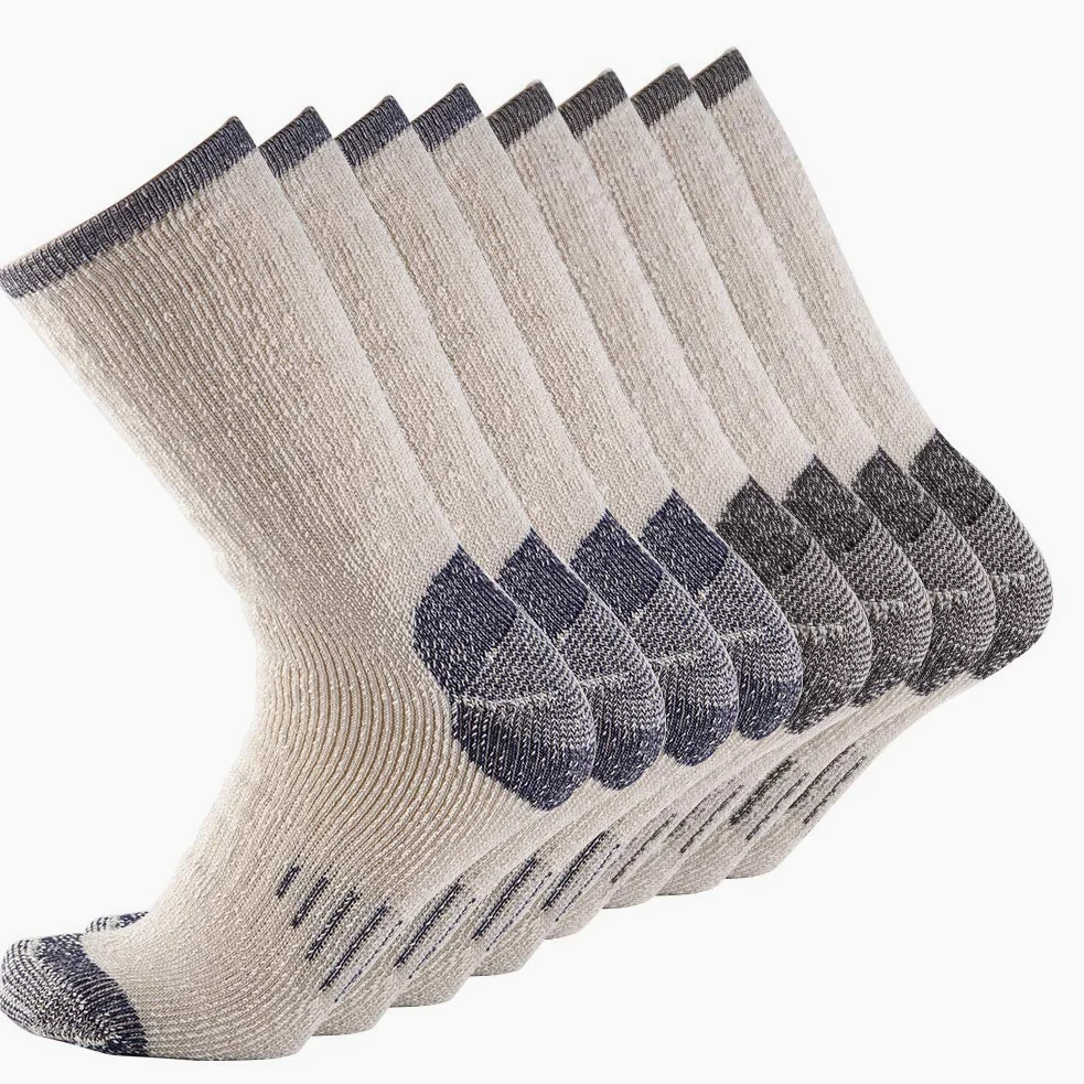 Calcetines deportivos de lana de merino 70% para hombre, aptos para senderismo, trekking, camping - - Large