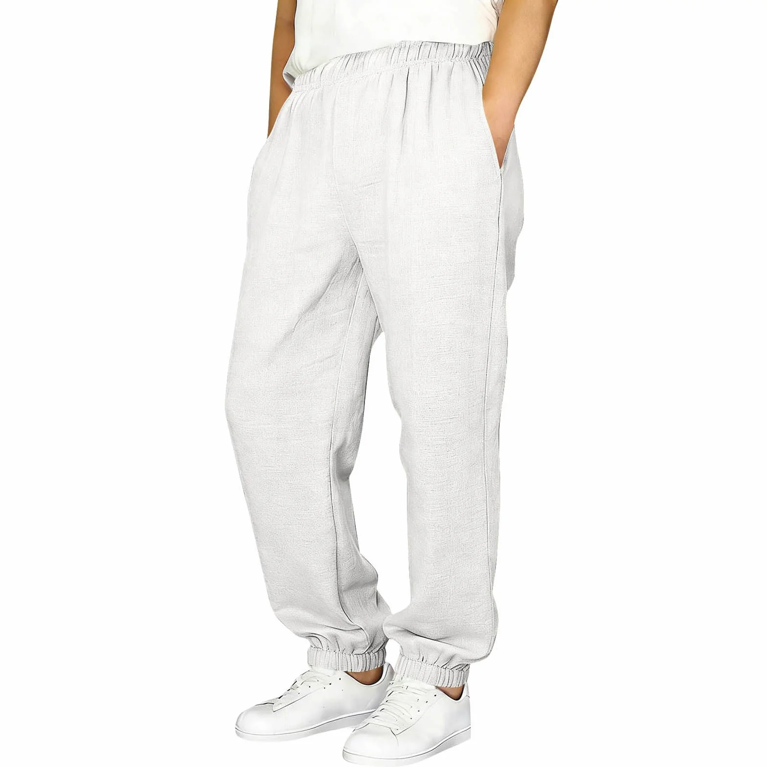 Pantalones de Lino para Niños, Algodón y Lino, Cintura Elástica, Pantalón Chino Largo, Cómodo Transpirable, Jogging Pants, Ropa Adolescentes Chicos 5-15 Años