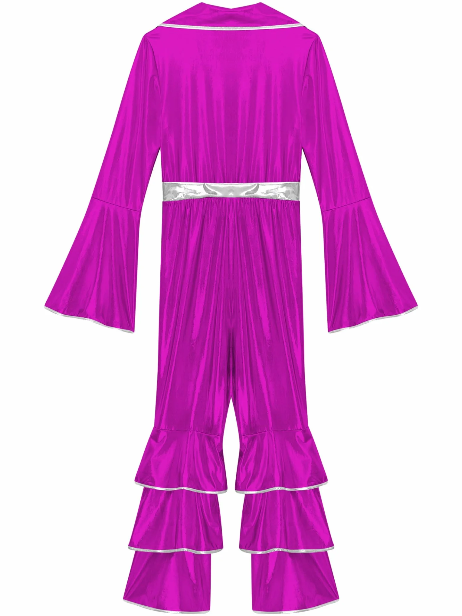 Mono Metalizado Acampanado Largo Mujer Disfraz Holográfico Mamma Mia Discoteca Años 70 S-4XL