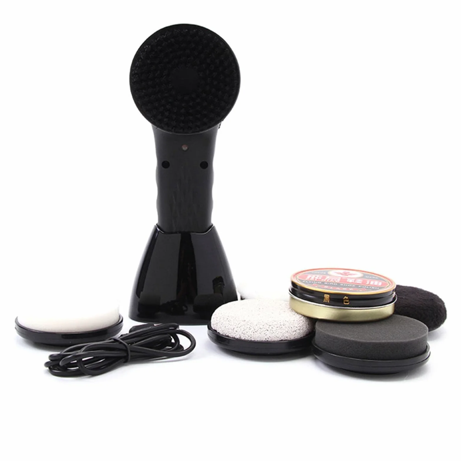 Limpiador de zapatos eléctrico - Kit de pulido de zapatos con cepillo de | limpieza multifuncional Juego de cepillos para zapatos automático | Kit de cuidado de la piel portátil inalámbrico, Negro