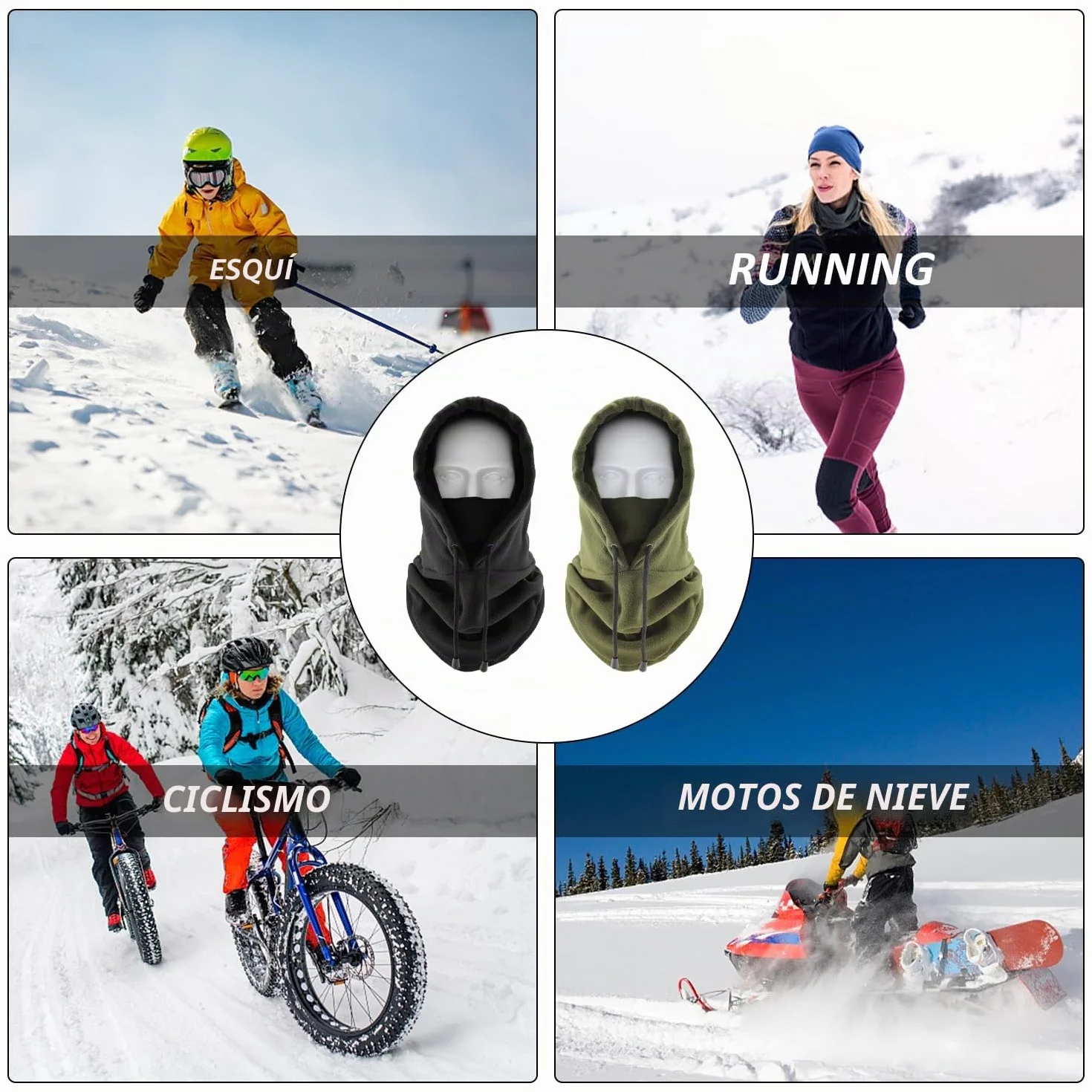 2 máscaras con capucha, máscaras cálidas para hombres y mujeres, capuchas de ciclismo al aire libre, pasamontañas a prueba de viento, adecuadas para ciclismo, correr, escalada y clima frío