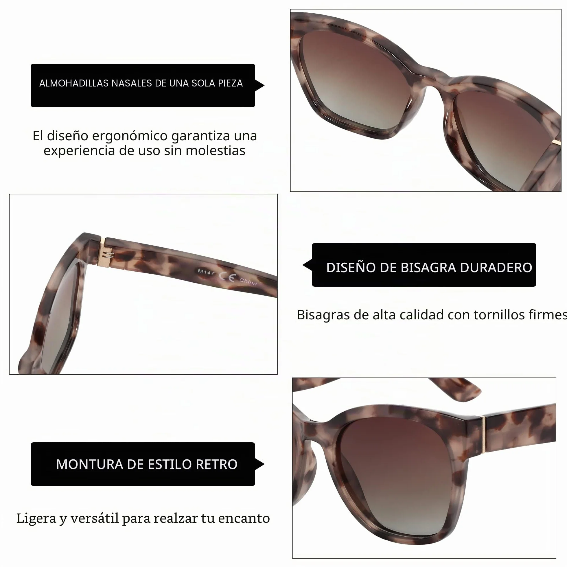ZENOTTIC Gafas de sol polarizadas para mujer protección UV400 estilo retro