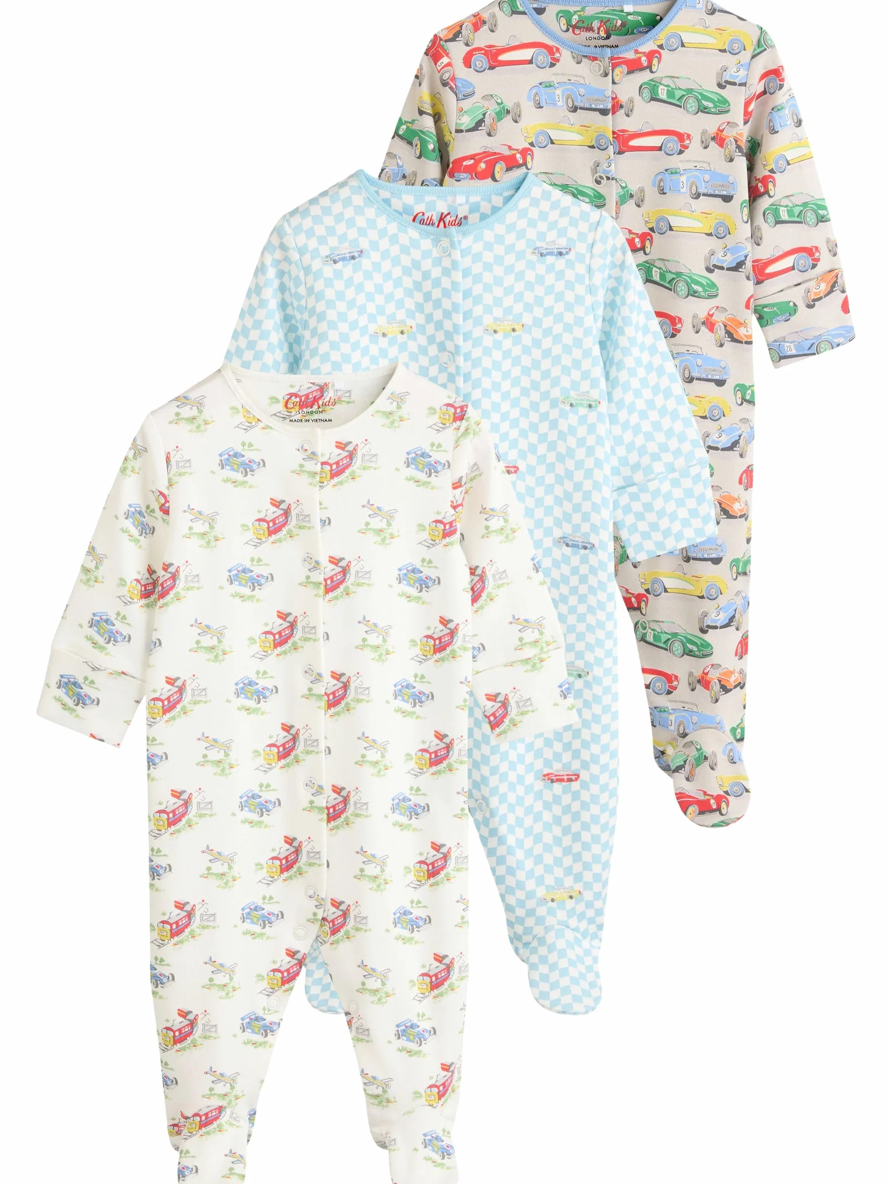 NEXT Bebés niño Pack de 3 Peleles 100% algodón para bebé con Coches de Cath Kidston