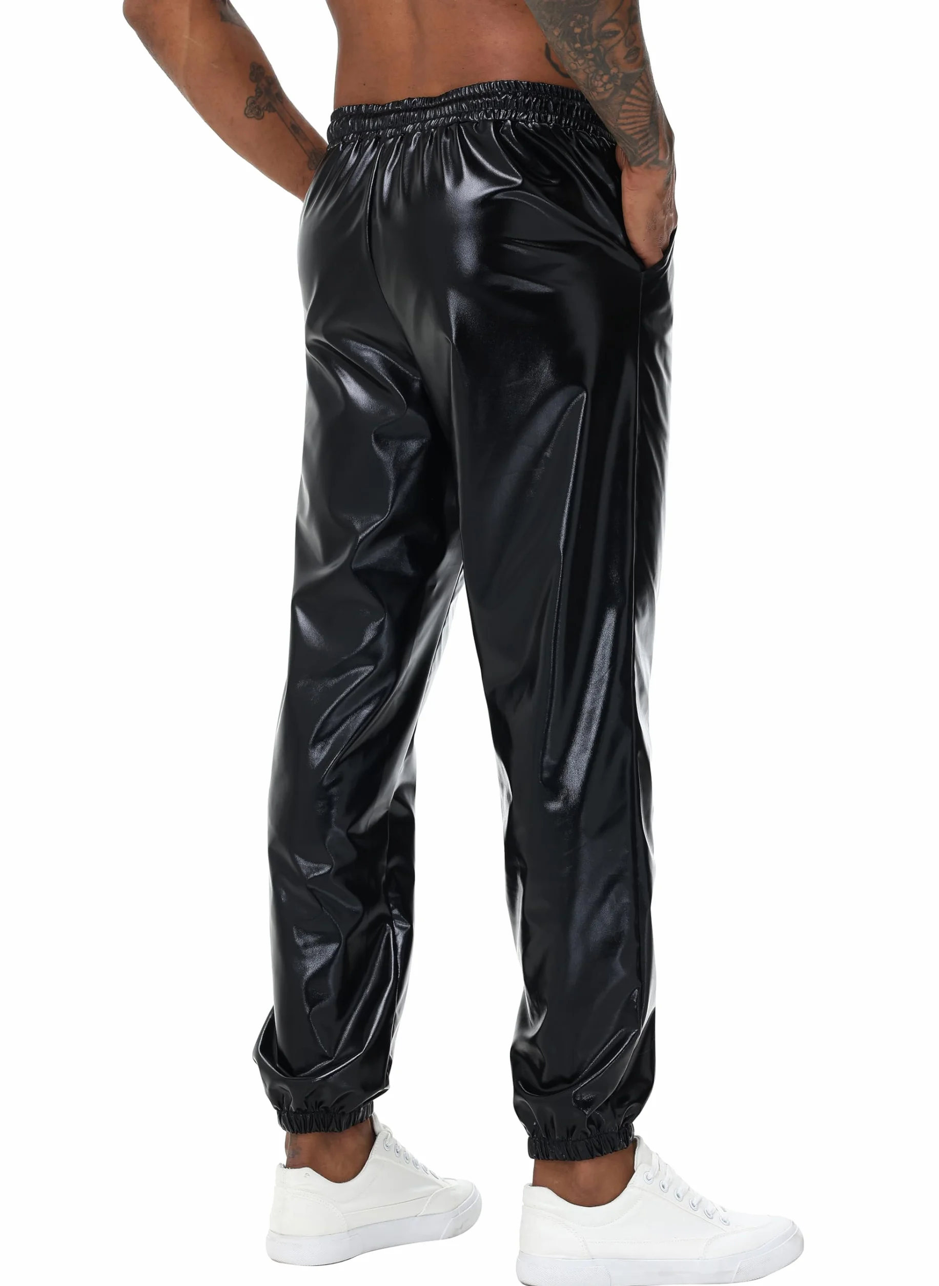 Pantalones Deportivos para Hombre Plateado Brillante Metálico Hip Hop Discoteca