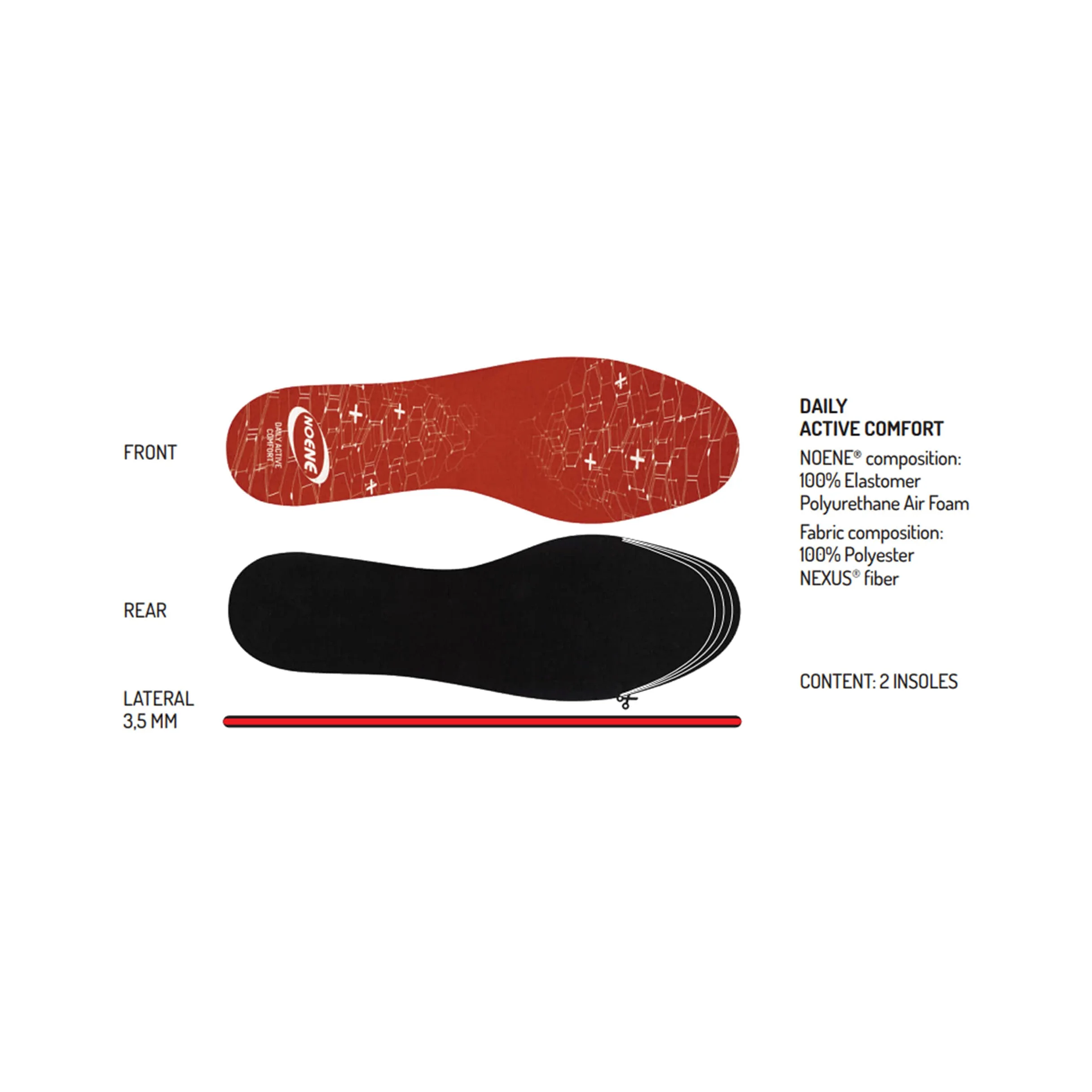 Noene Plantillas DAILY ACTIVE COMFORT Plantillas Antishock para Calzado Deportivo perfectas para el deporte y para la vida cotidiana ideal para Hombre y Mujer h: 4 mm - 40/42