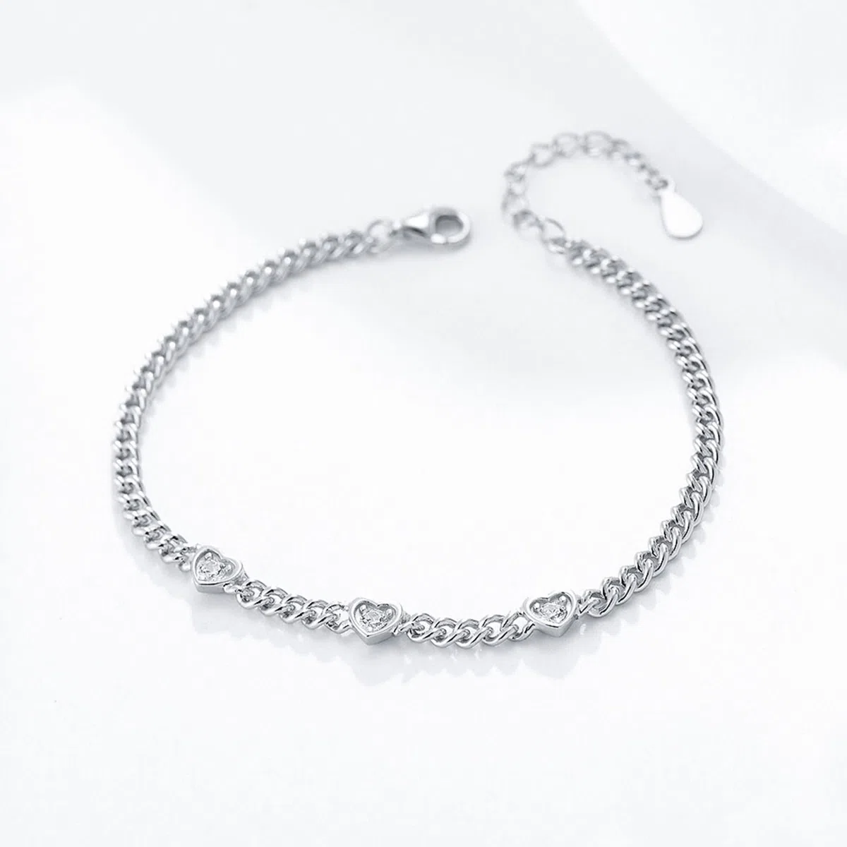 Pulsera de Oro 9Kilates / 14Kilates / 18Kilates Mujer, Corazón con Diamante Creado, Cadena Extensible 16 CM + 5 CM, Pulseras de Ajustable Mujer de Oro