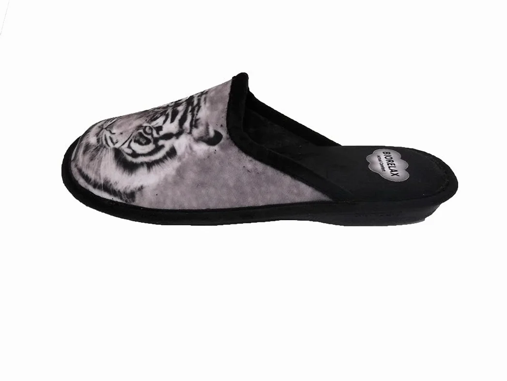 Zapatilla de Estar por casa/Hombre/Biorelax/Material :Grenoble/Suela Goma Antideslizante/Cámara de Aire/Estampado Tigre