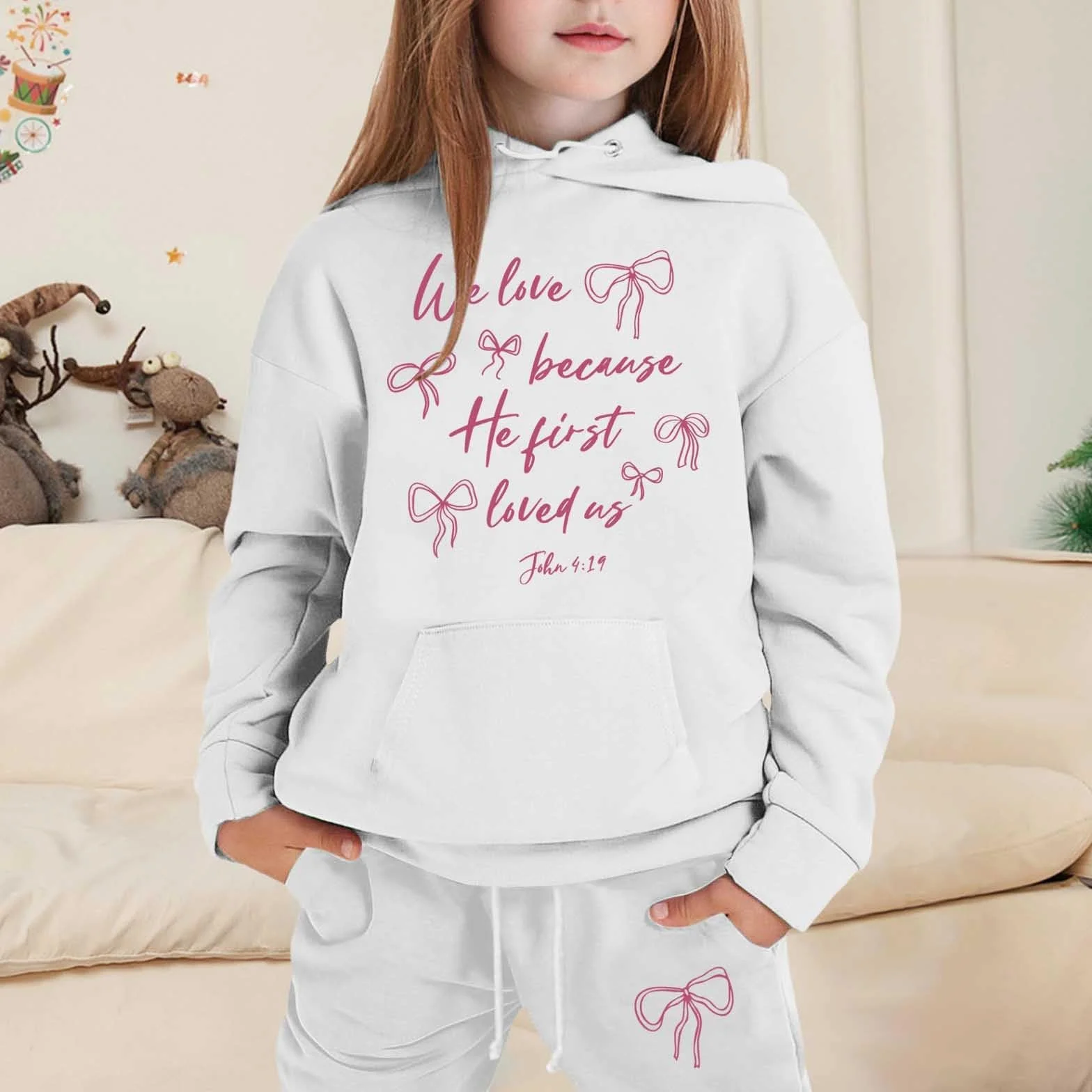 Generisch Trajes y Conjuntos de Niños Manga Larga Sólido Cálido Sudadera con Capucha Pantalones para Niñas Niños - Chándal para Niños Pequeños