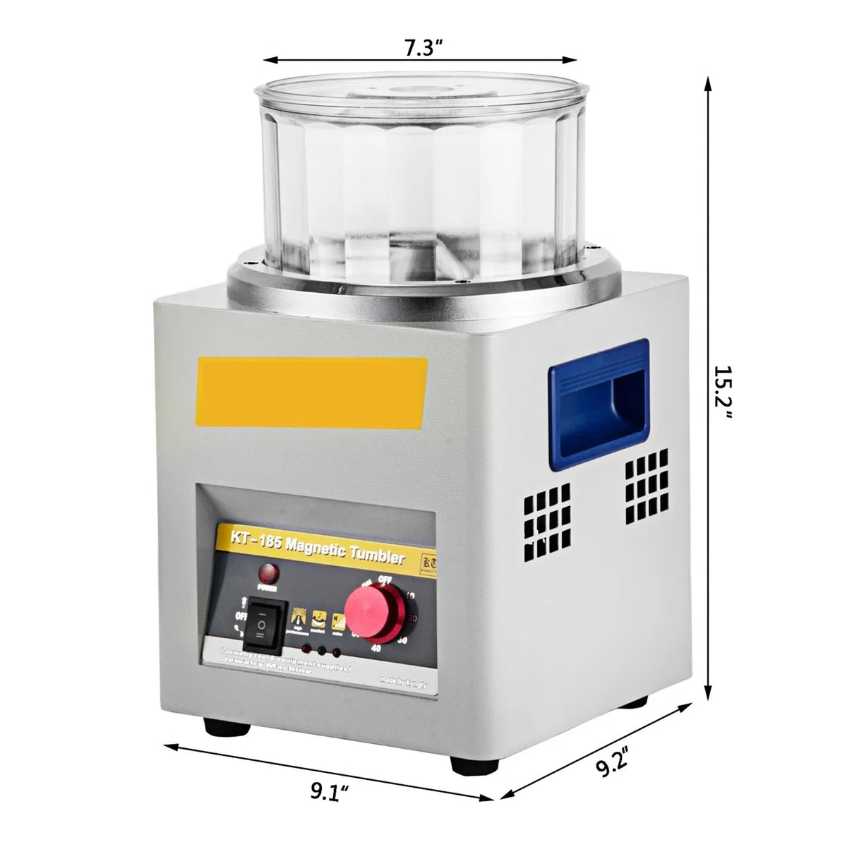 EDEDE Pulidor de Joyas con Vaso magnético KT-185, Mini máquina de Acabado de Metal AC 110V/220V, pulidora de Piezas de precisión Dorada