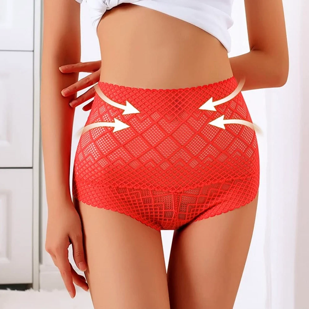 Paquete de 6 Bragas de Mujer Sexy de Encaje Europeo sin Costuras para Mujer realce de glúteos y Bragas para el Vientre Ropa Interior Transparente