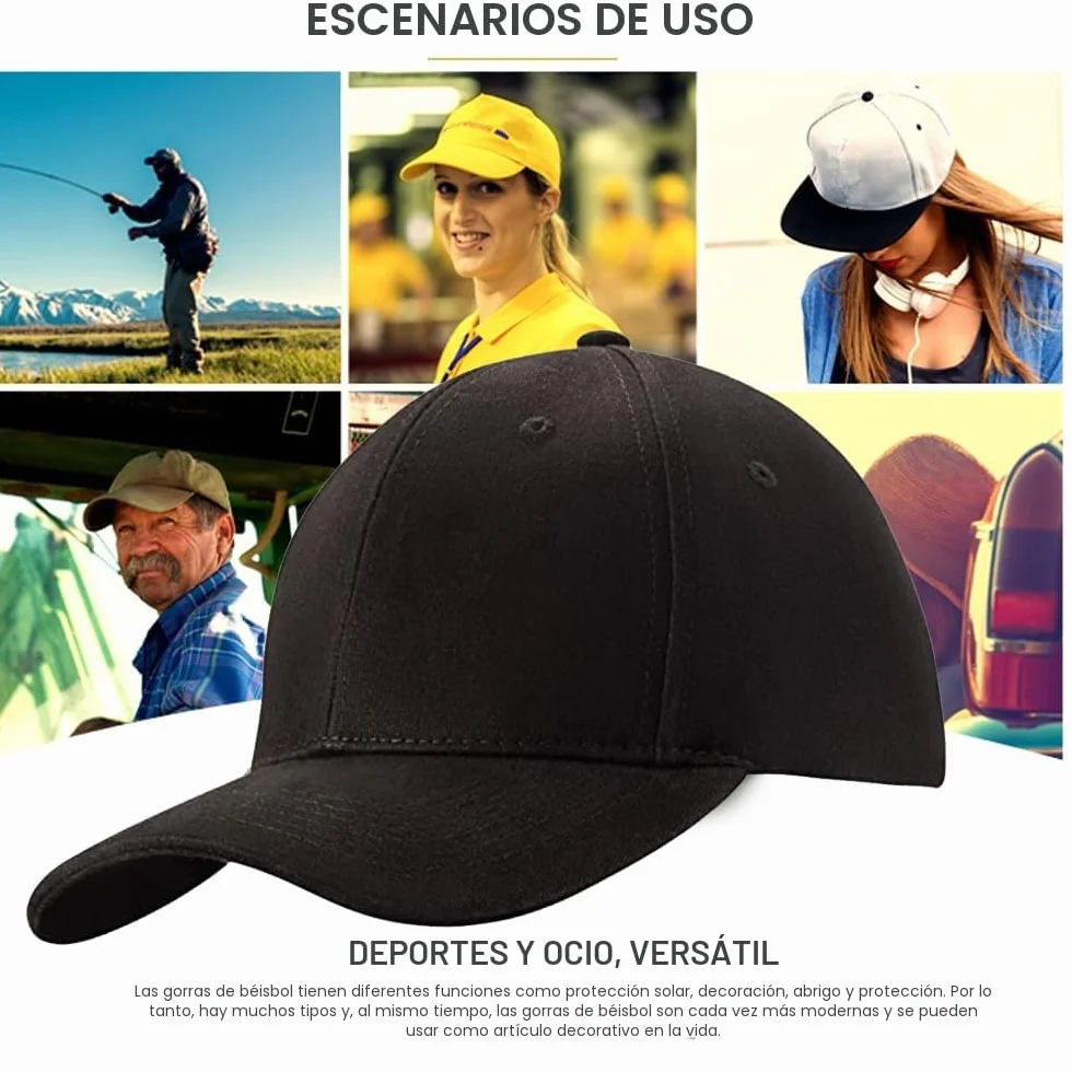 Gorras de béisbol 100% algodón para hombre y mujer clásicas